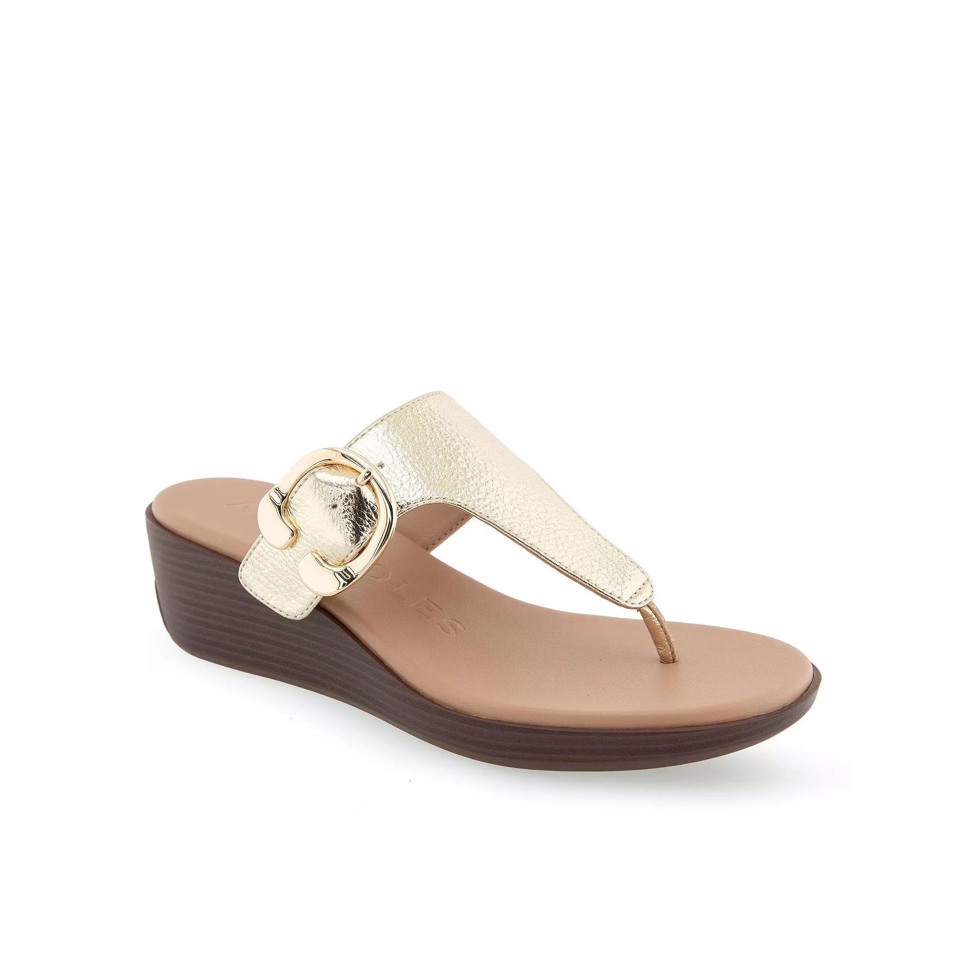 Aerosoles Izola Women's Wedge Sandals, Size: 7.5, Soft Gold Pu Product Image