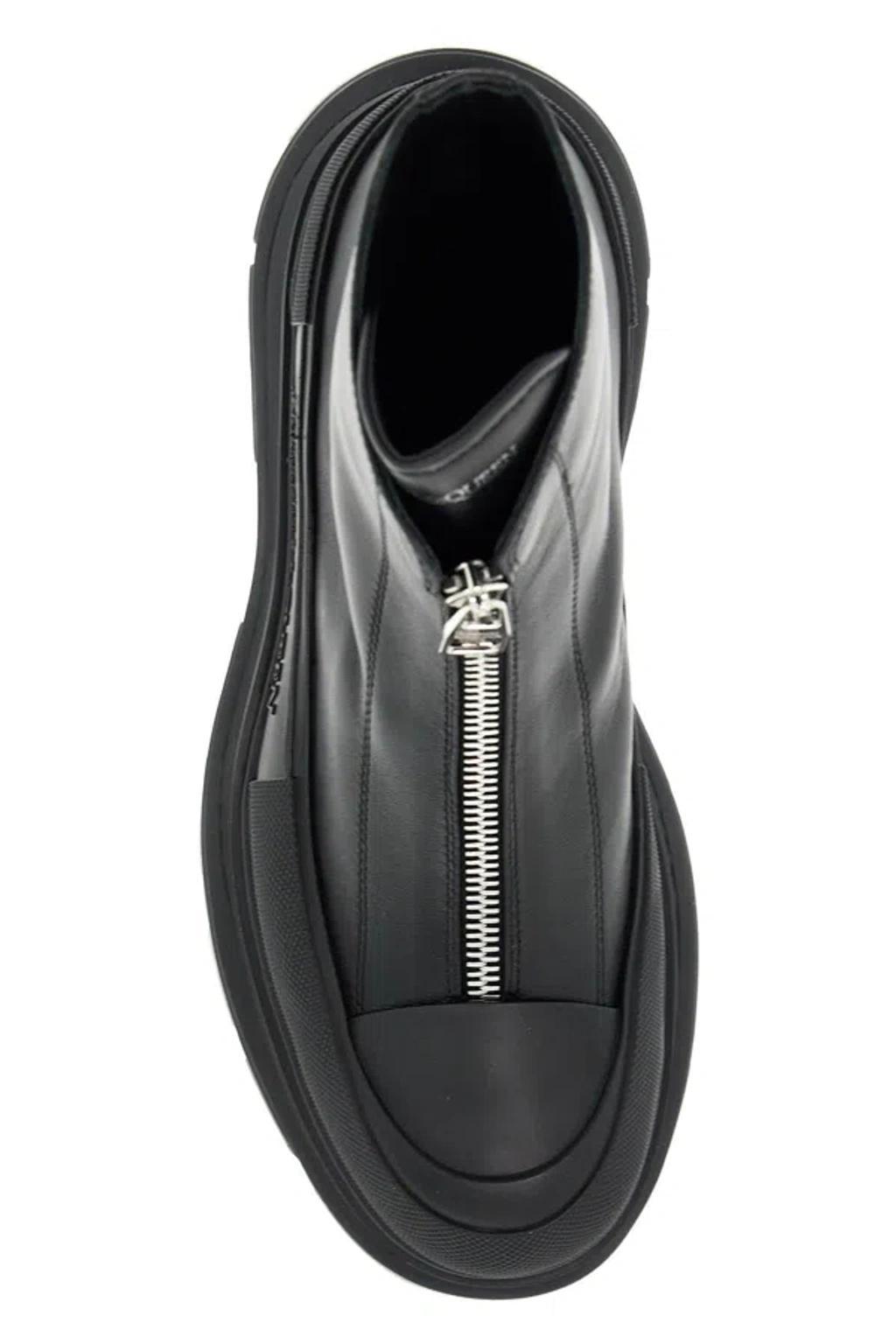 ALEXANDER MCQUEEN Tread Slick Zip-up Ankle Boots In Black Product Image