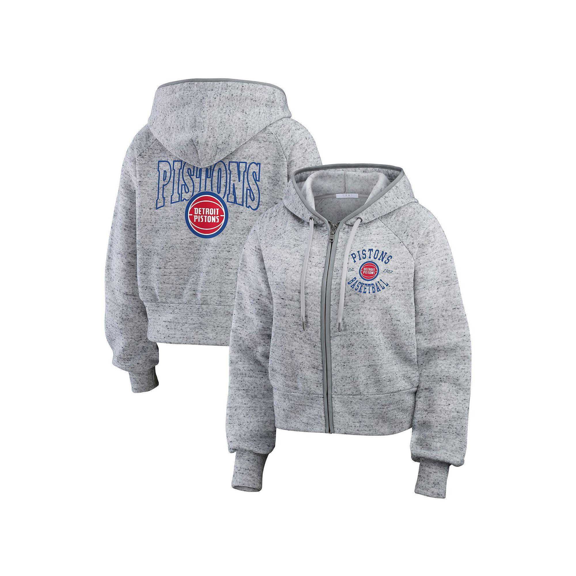 Women's WEAR by Erin Andrews Heather Gray Detroit Pistons Speckled Radiator Full-Zip Hoodie, Size: Large, Pis Grey Product Image