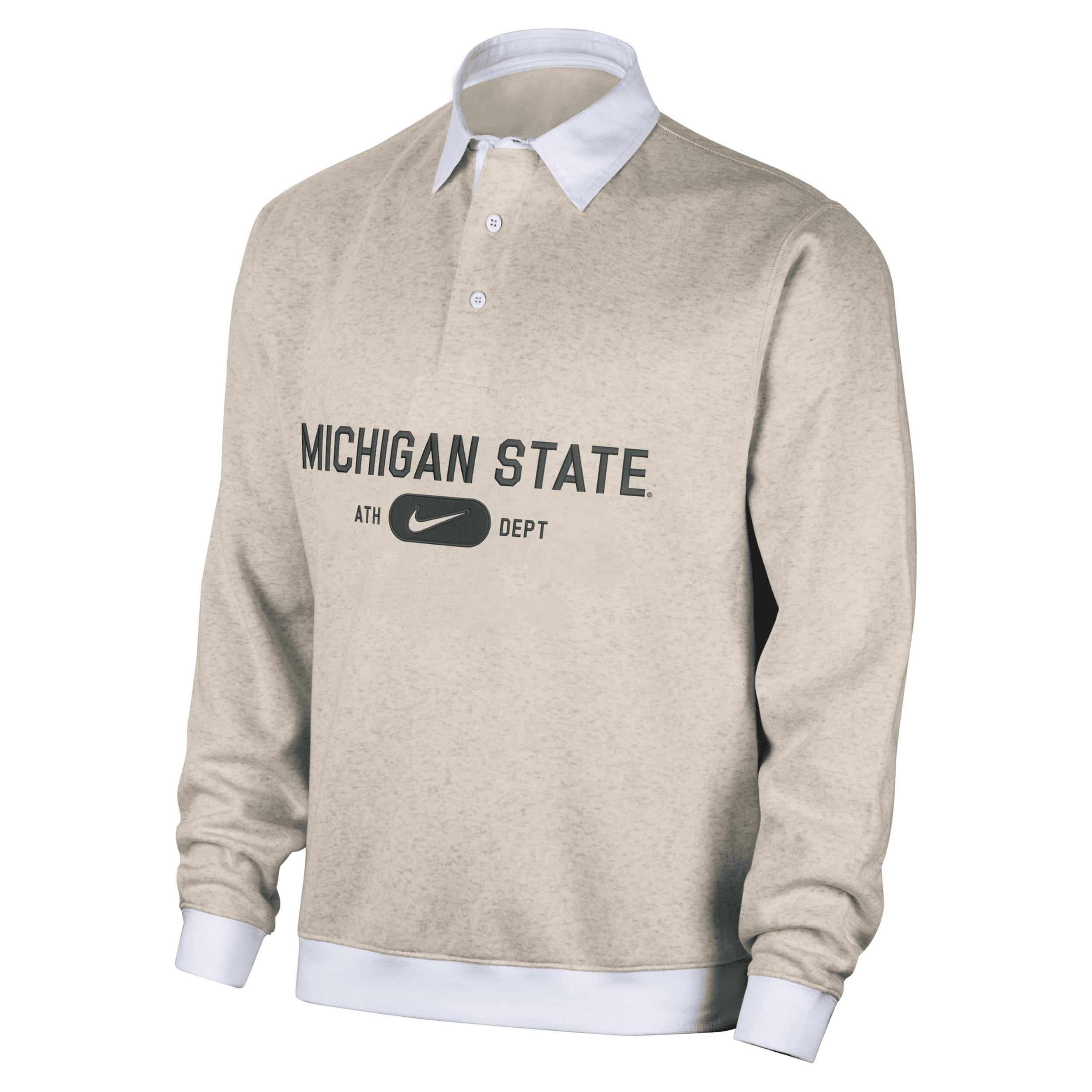 Michigan State Club Fleece Men's Nike College Long-Sleeve Polo Product Image