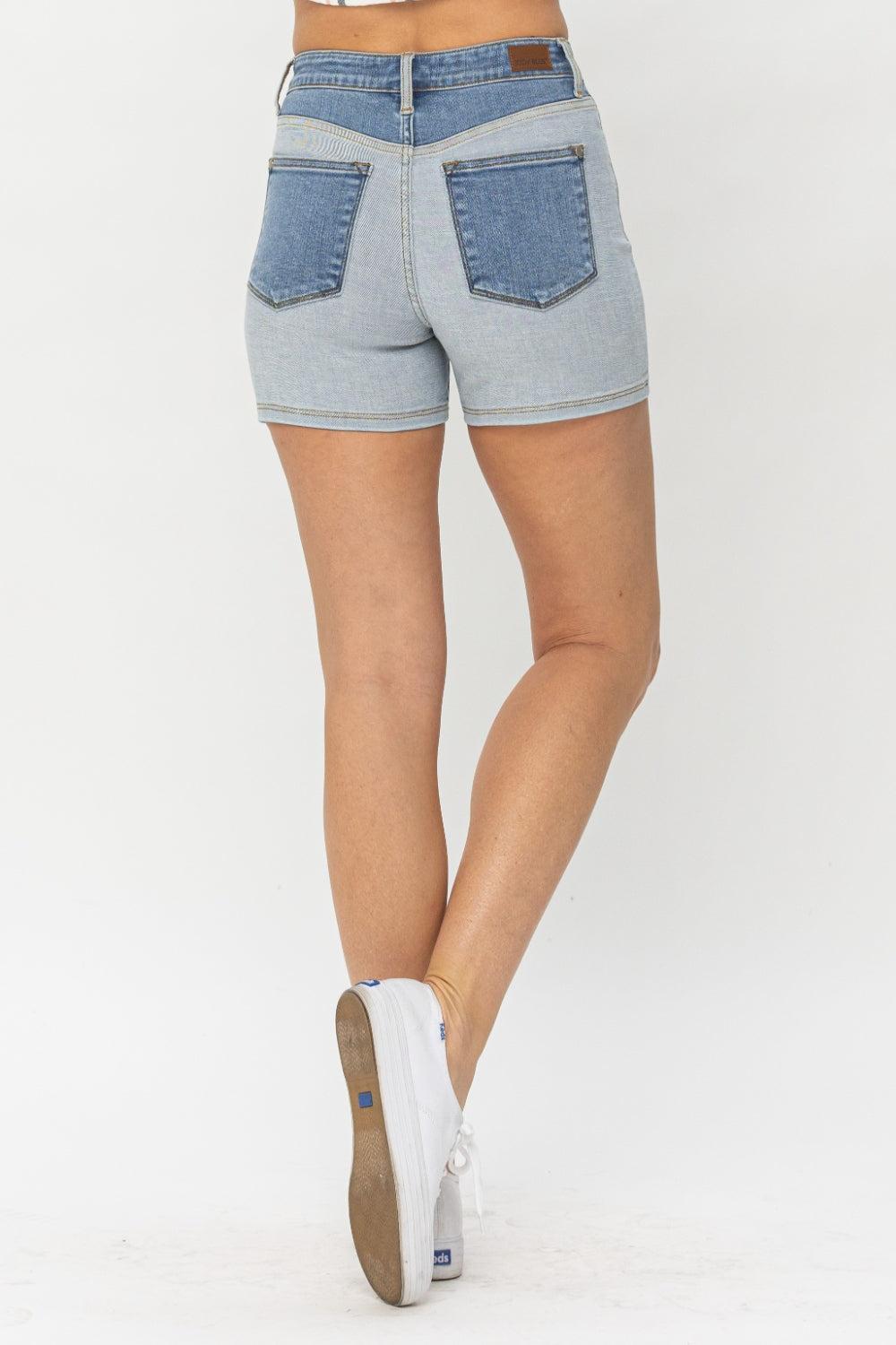 Judy Blue Color Block Denim Shorts Product Image