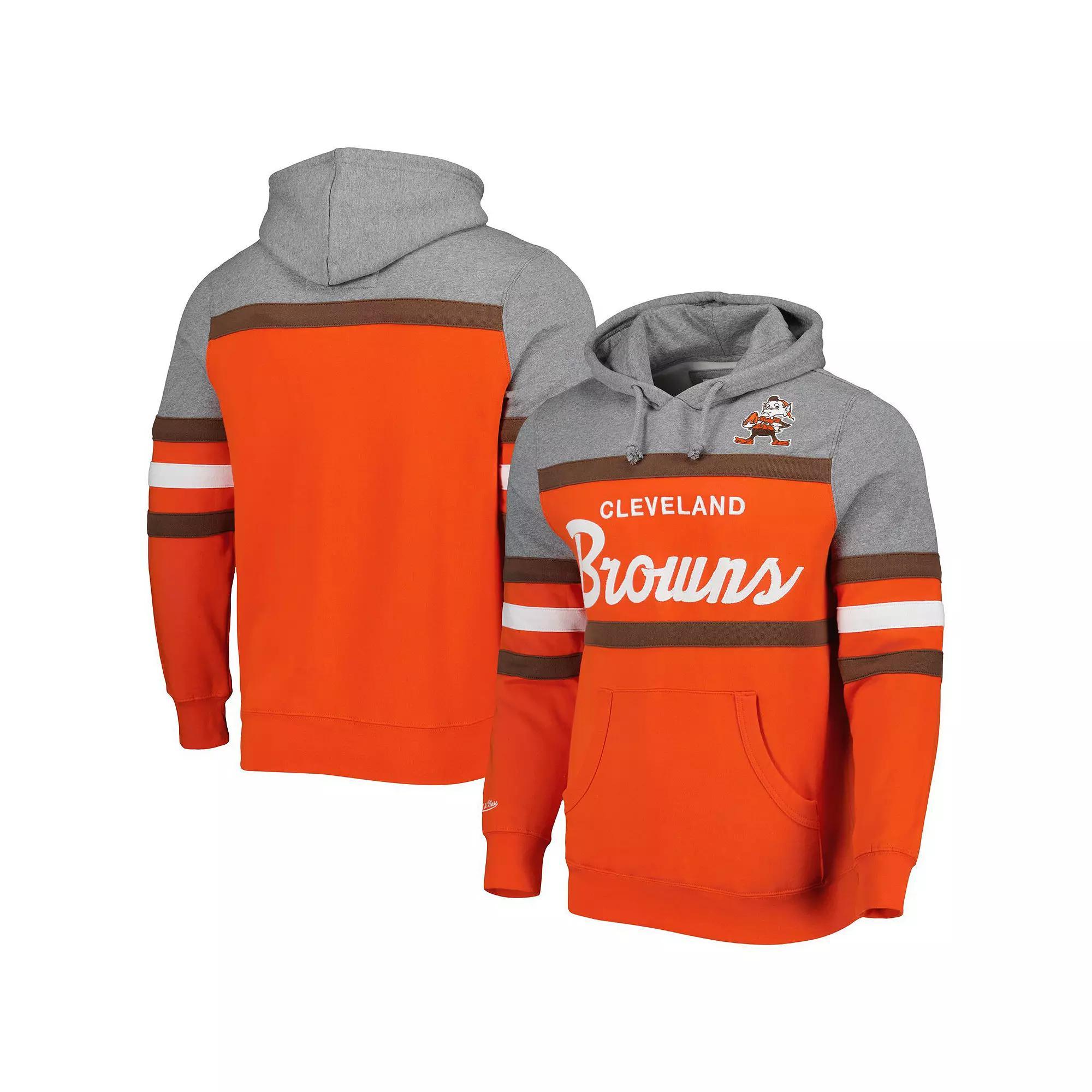 Men's Mitchell & Ness Orange/Heathered Gray Cleveland Browns Head Coach Pullover Hoodie, Size: Small Product Image