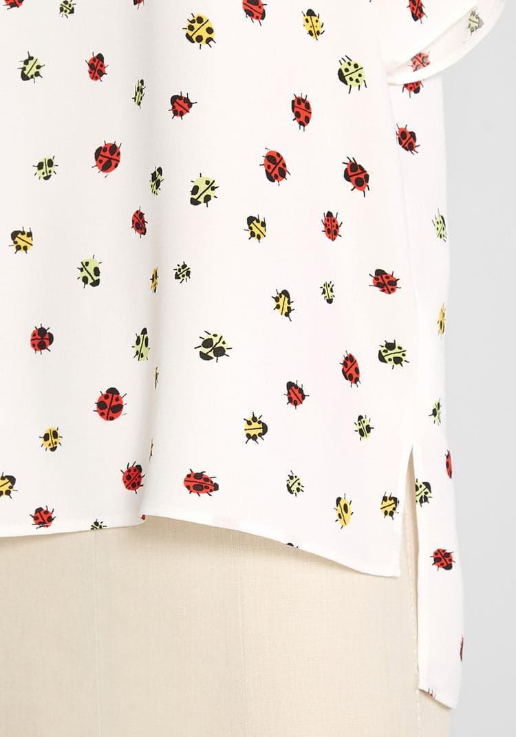 Exactly Effortless Hi Lo Blouse Ladybug Swarm Ivory Product Image