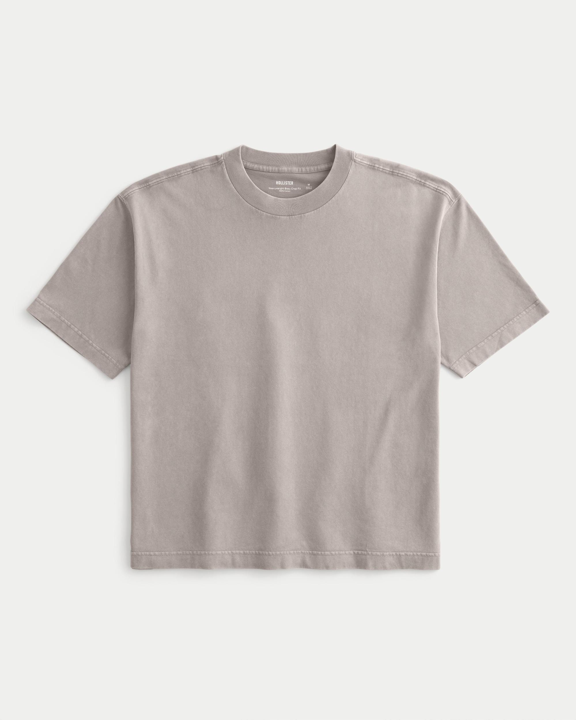 Boxy Crop Heavyweight Cotton Crew T-Shirt Product Image