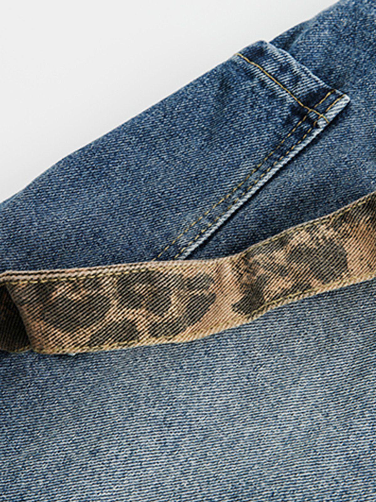Aelfric Eden Leopard Cuffed Super Baggy Barrel Jeans Product Image