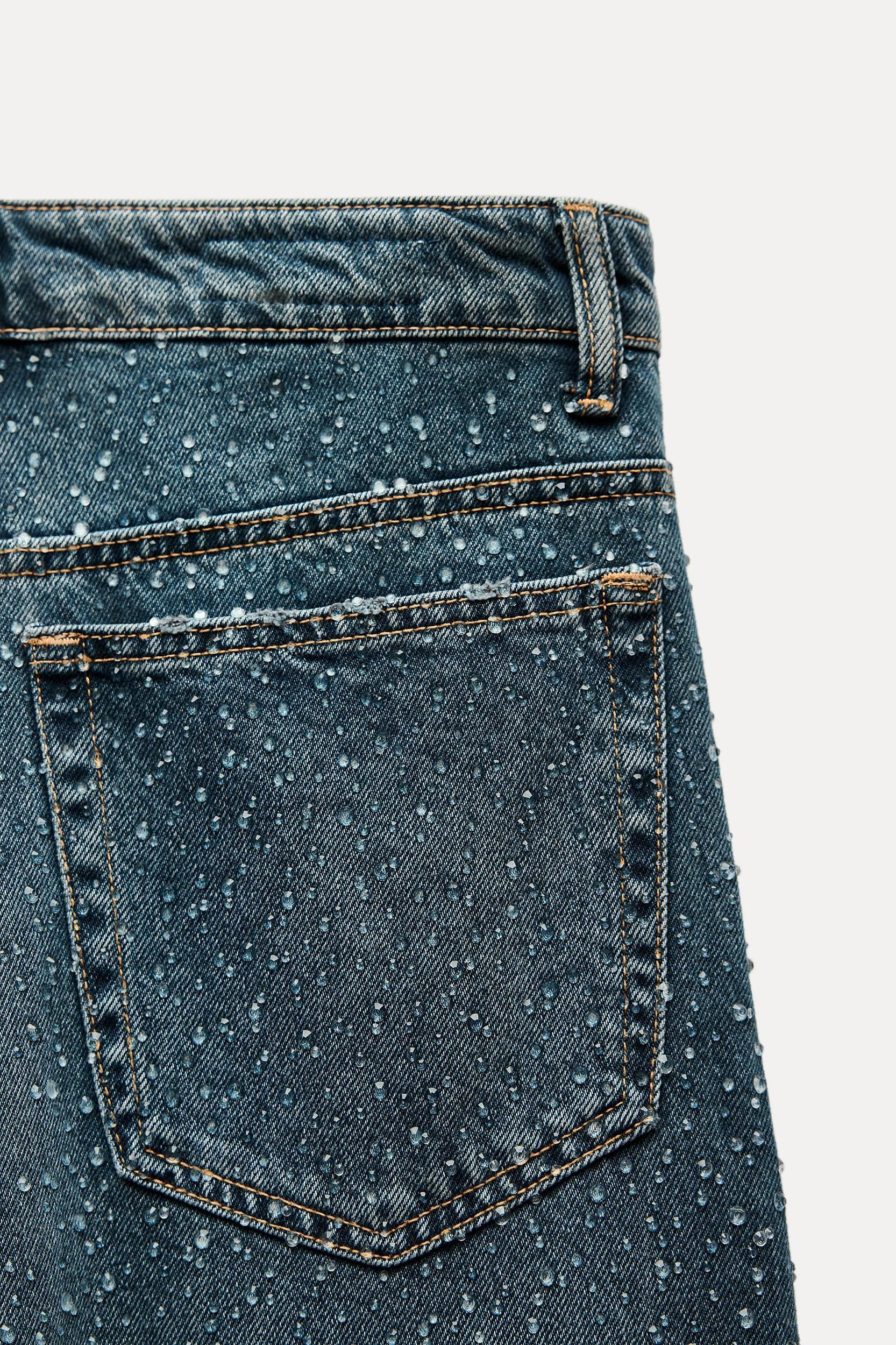 OVERSIZE TRF RELAXED TAPERED RHINESTONE JEANS WITH A HIGH WAIST Product Image