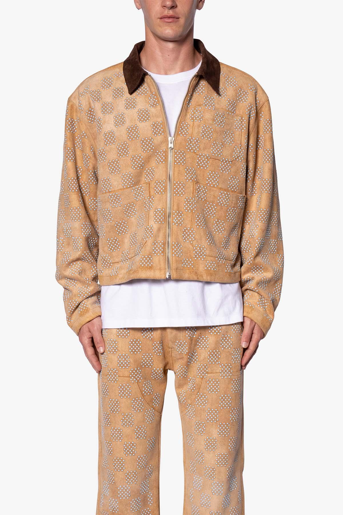 Turquoise Studded Checker Jacket - Tan Product Image