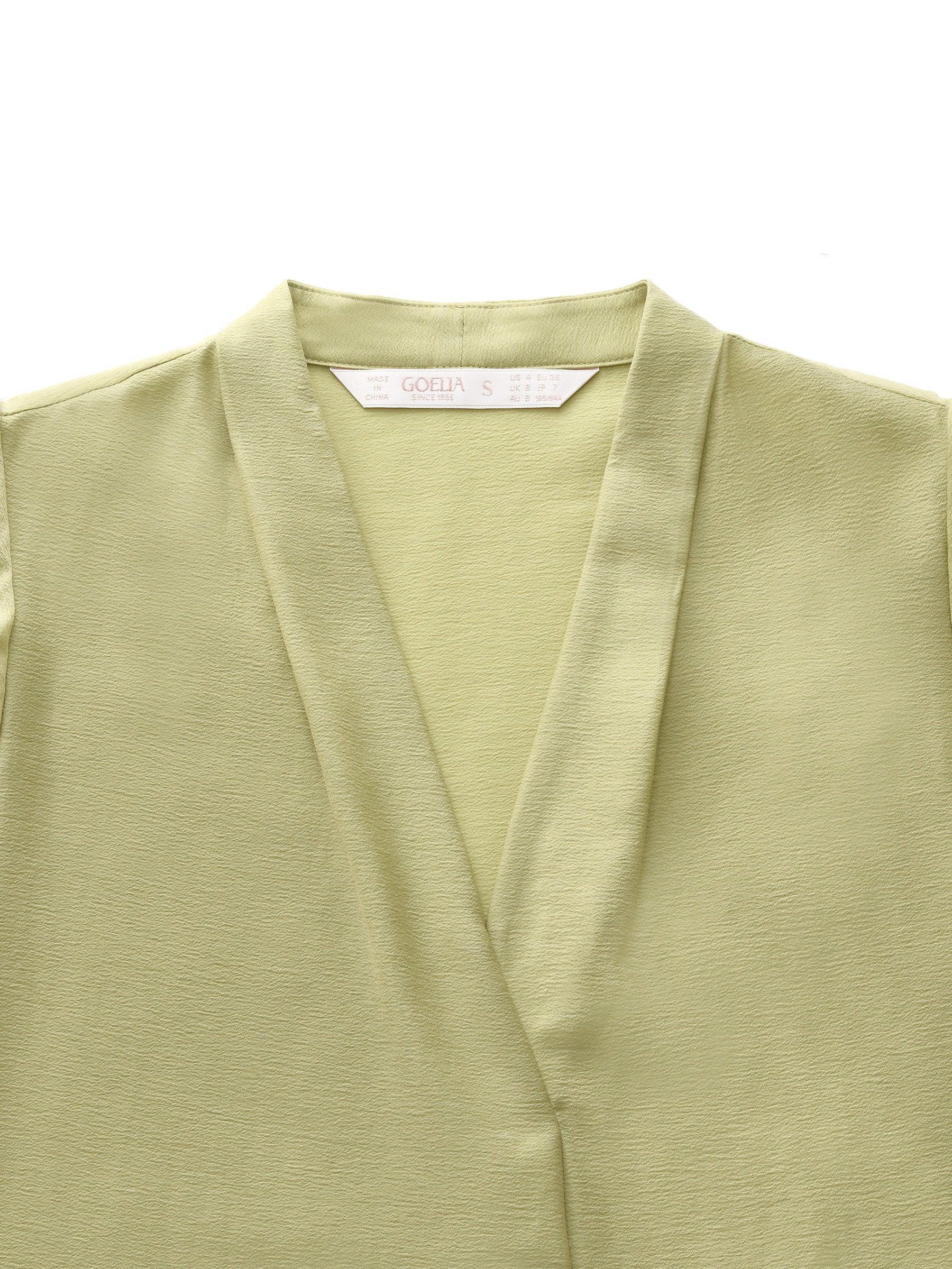 Acetate Blend V-Neck Women Ruffle Sleeve Blouse Product Image
