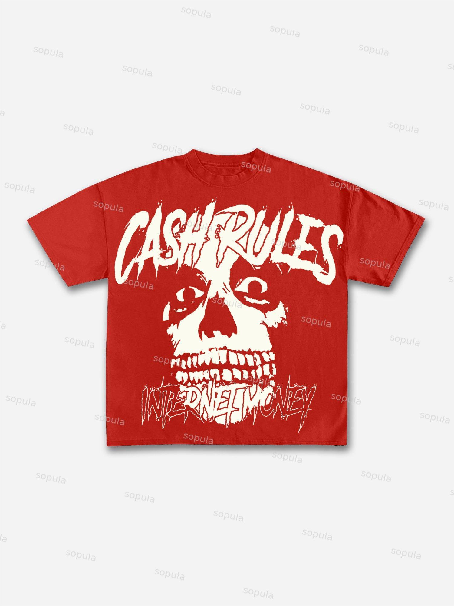 Cash Rules Street Skulls Graphic Cotton T-shirt Product Image