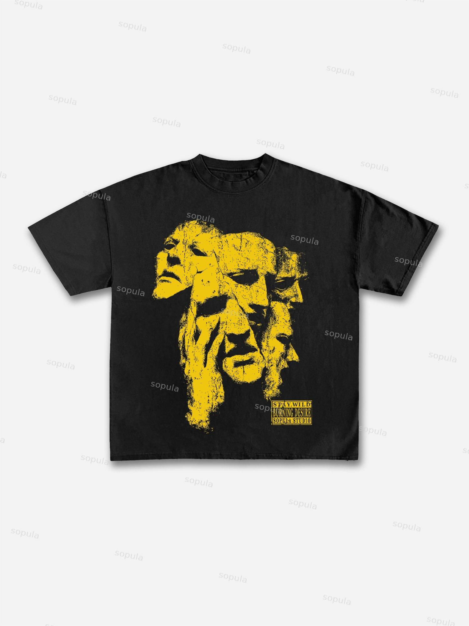 Sopula Abstract Mask Graphic Print Cotton T-shirt Product Image