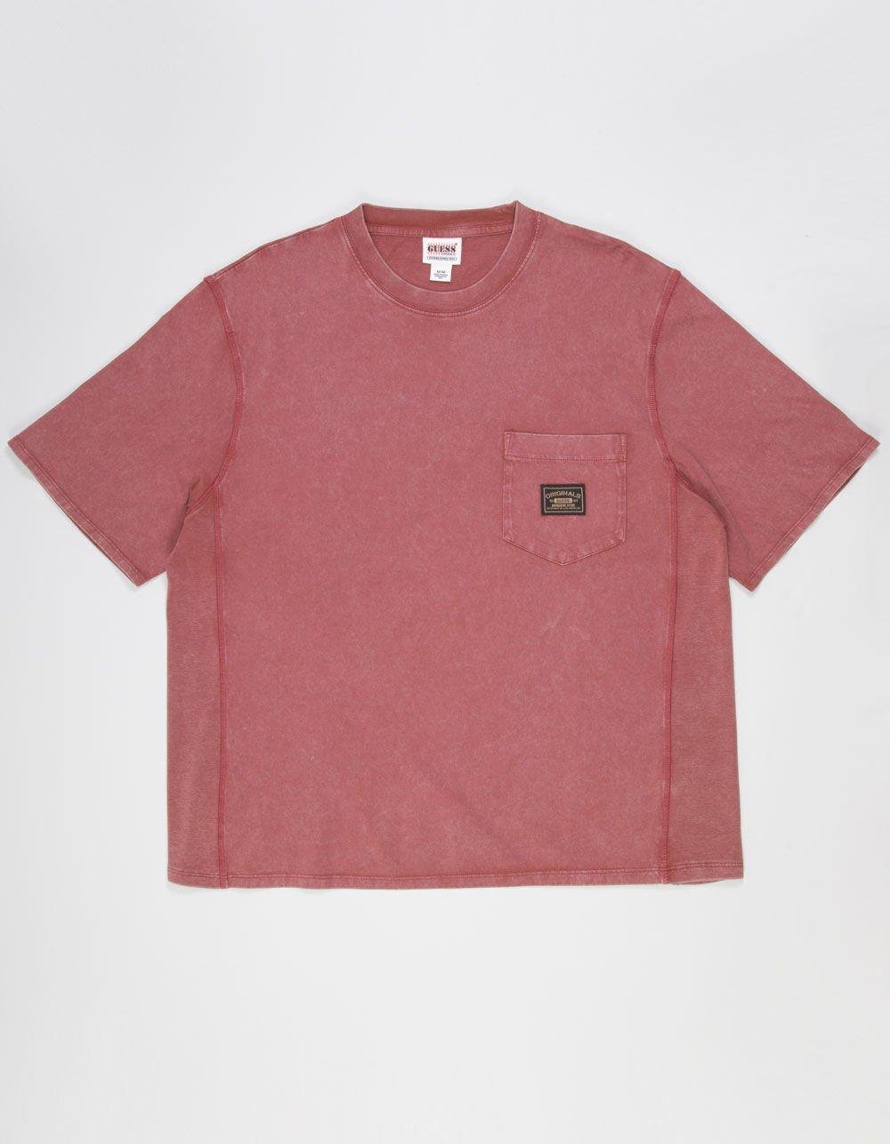GUESS ORIGINALS Mens Heavyweight Boxy Pocket Tee - RUST Product Image