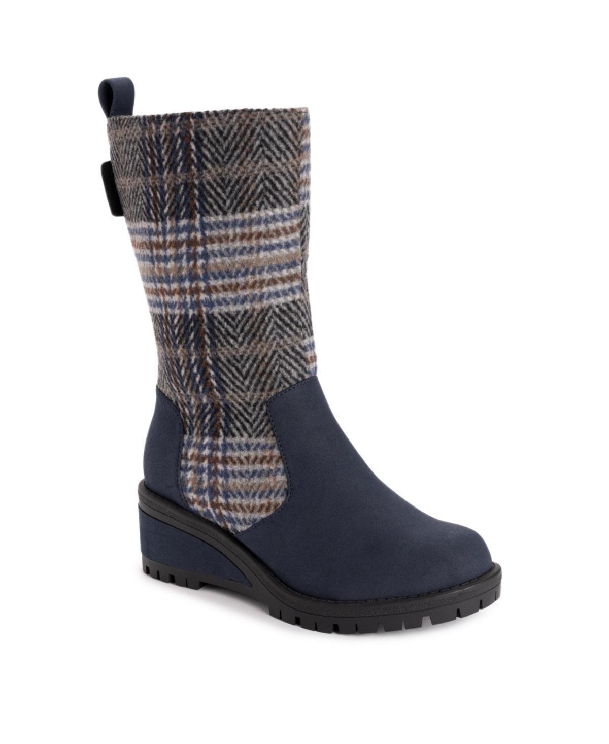 MUK LUKS Norway Floro Womens Wedge Boots Blue Product Image