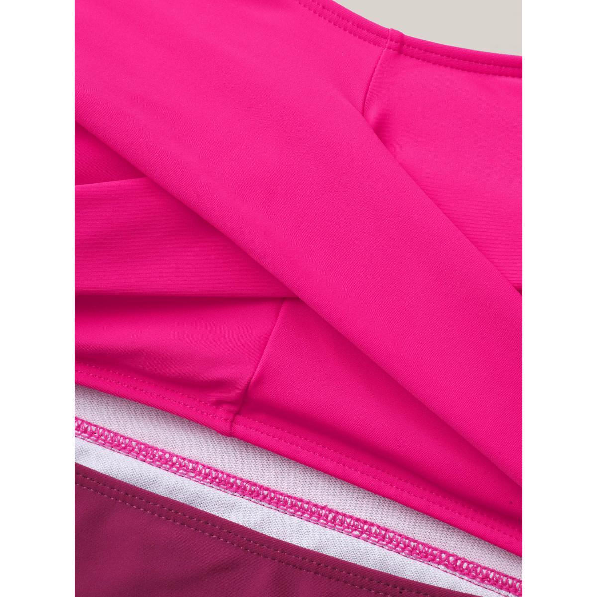 Plus Size Twist Shrink Pleats One-Piece Swimsuit Women's Swimwear Rosered Beach Gathered Curve Bathing Suits High stretch One Pieces BloomChic 28/5X Product Image