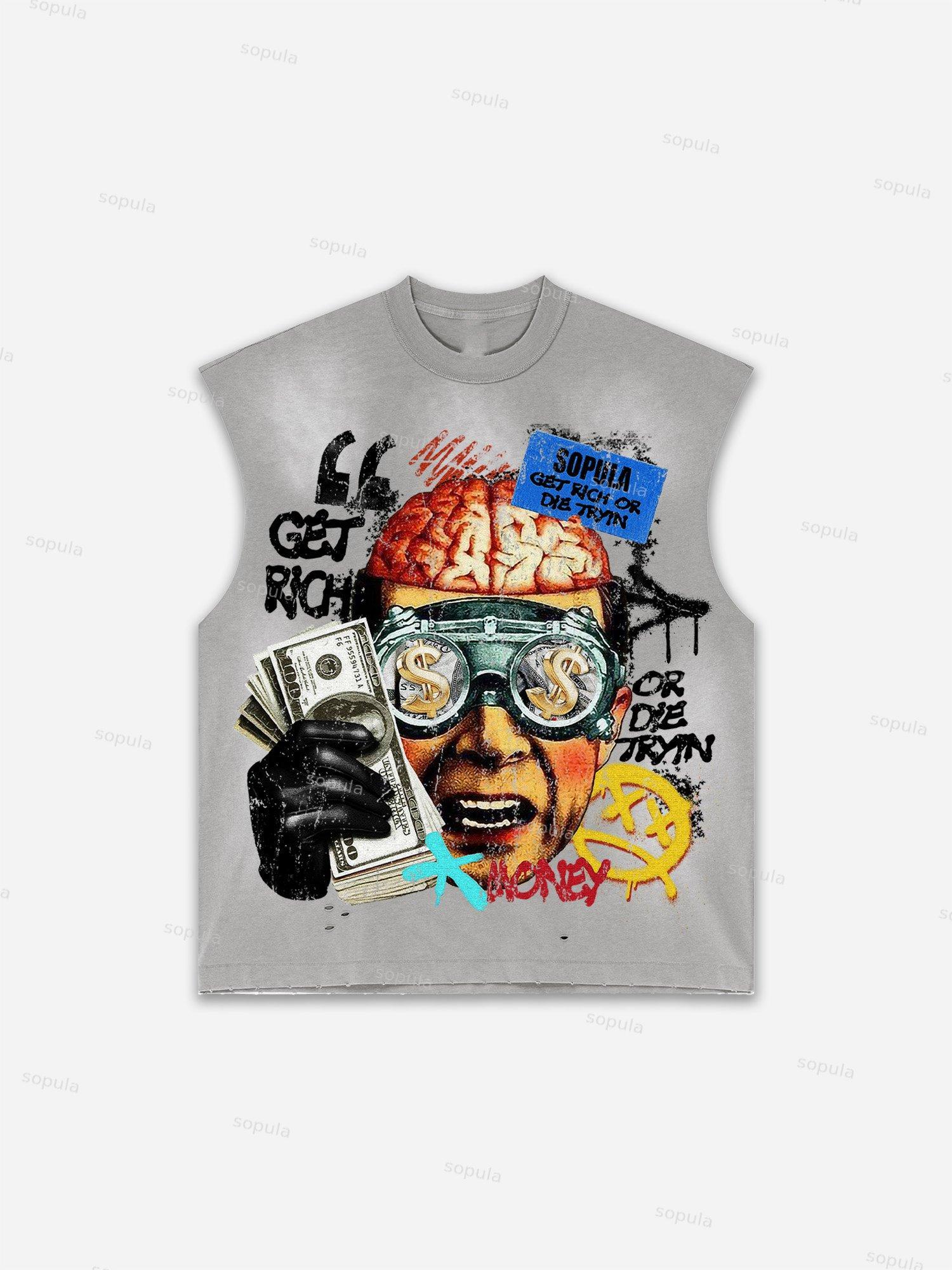 Captivity Live Free Or Die Print Distressed Tank Top Product Image