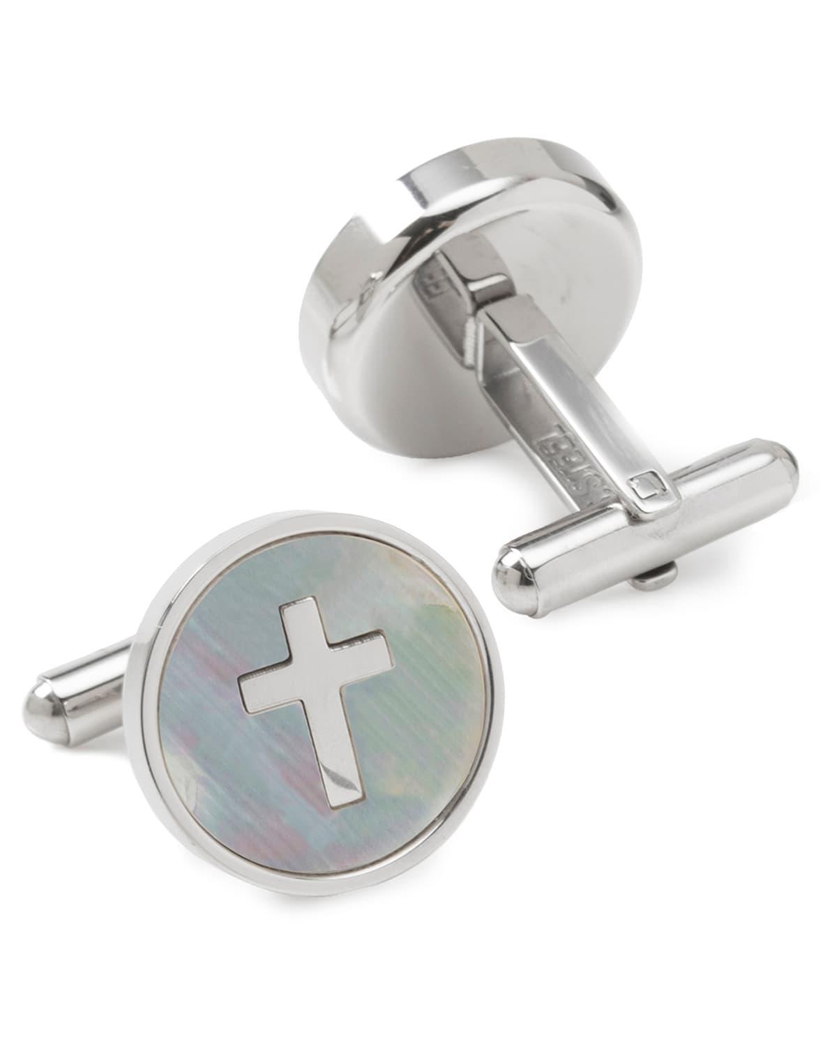 Mens Cross Mother-of-Pearl Cufflinks Product Image