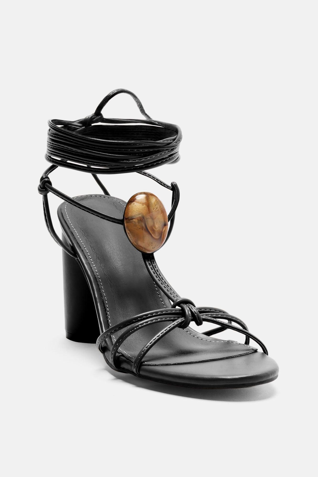 Bahama Mama Wrap Up Heels - Black Product Image