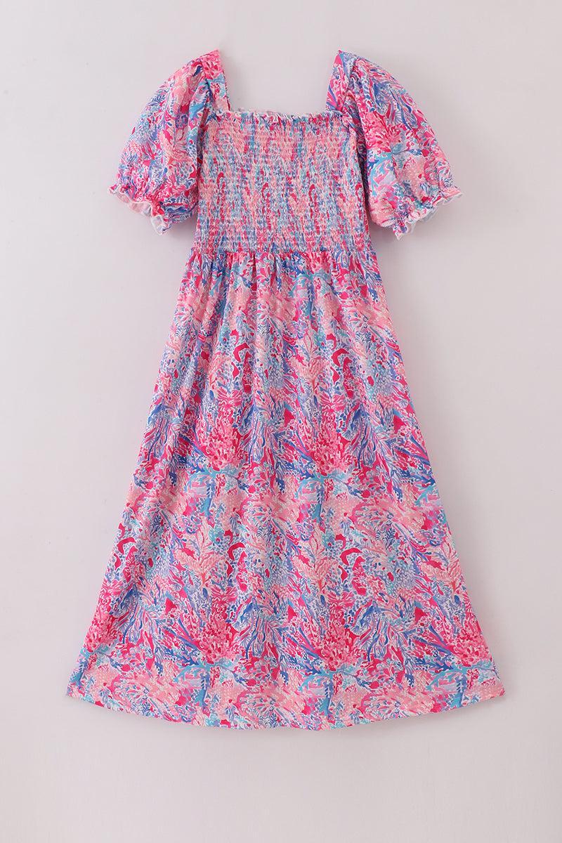 Bow applique print mom&me dress Product Image