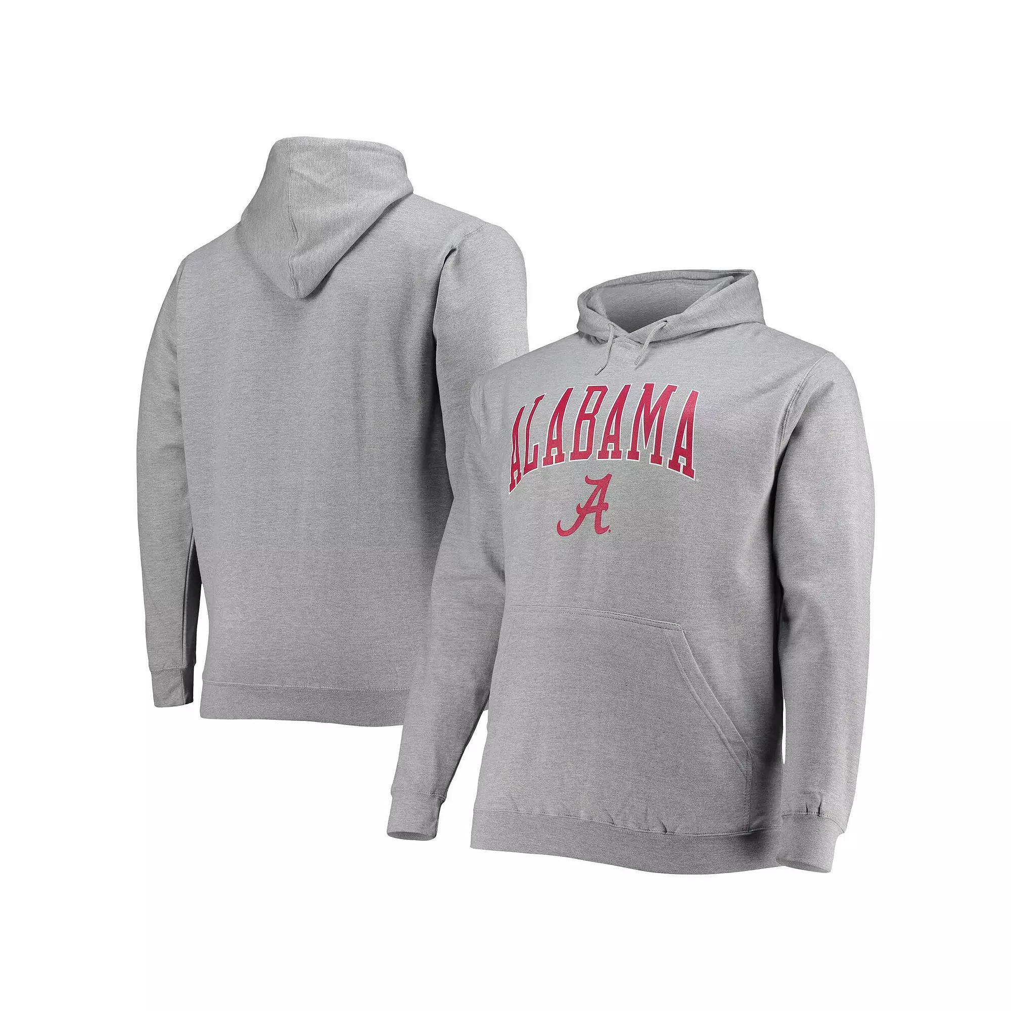 Men's Champion Heather Gray Alabama Crimson Tide Big & Tall Arch Over Logo Powerblend Pullover Hoodie, Size: 3XB, Grey Product Image