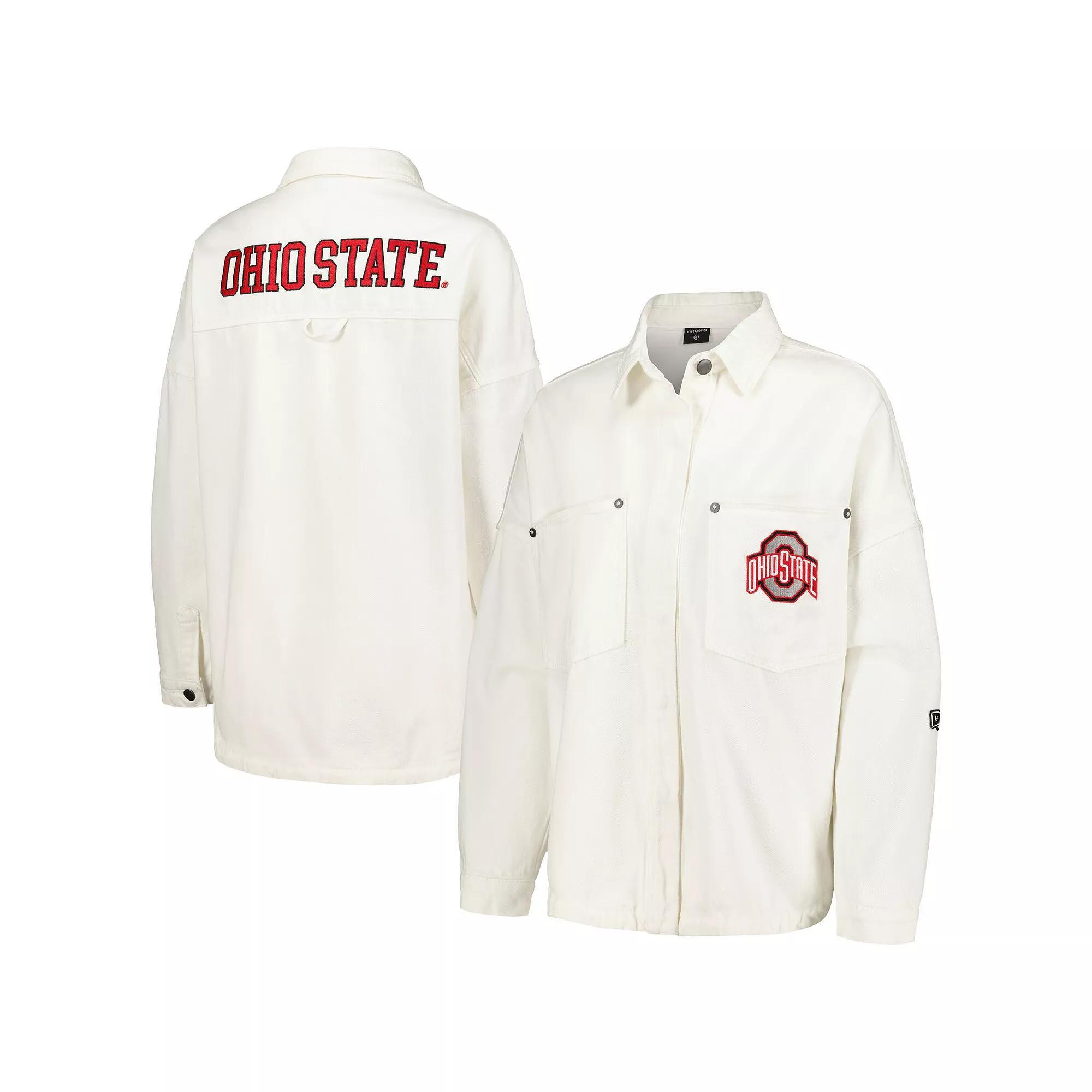 Women's Hype and Vice White Ohio State Buckeyes Multi-Hit Hometown Full-Snap Jacket, Size: XL Product Image