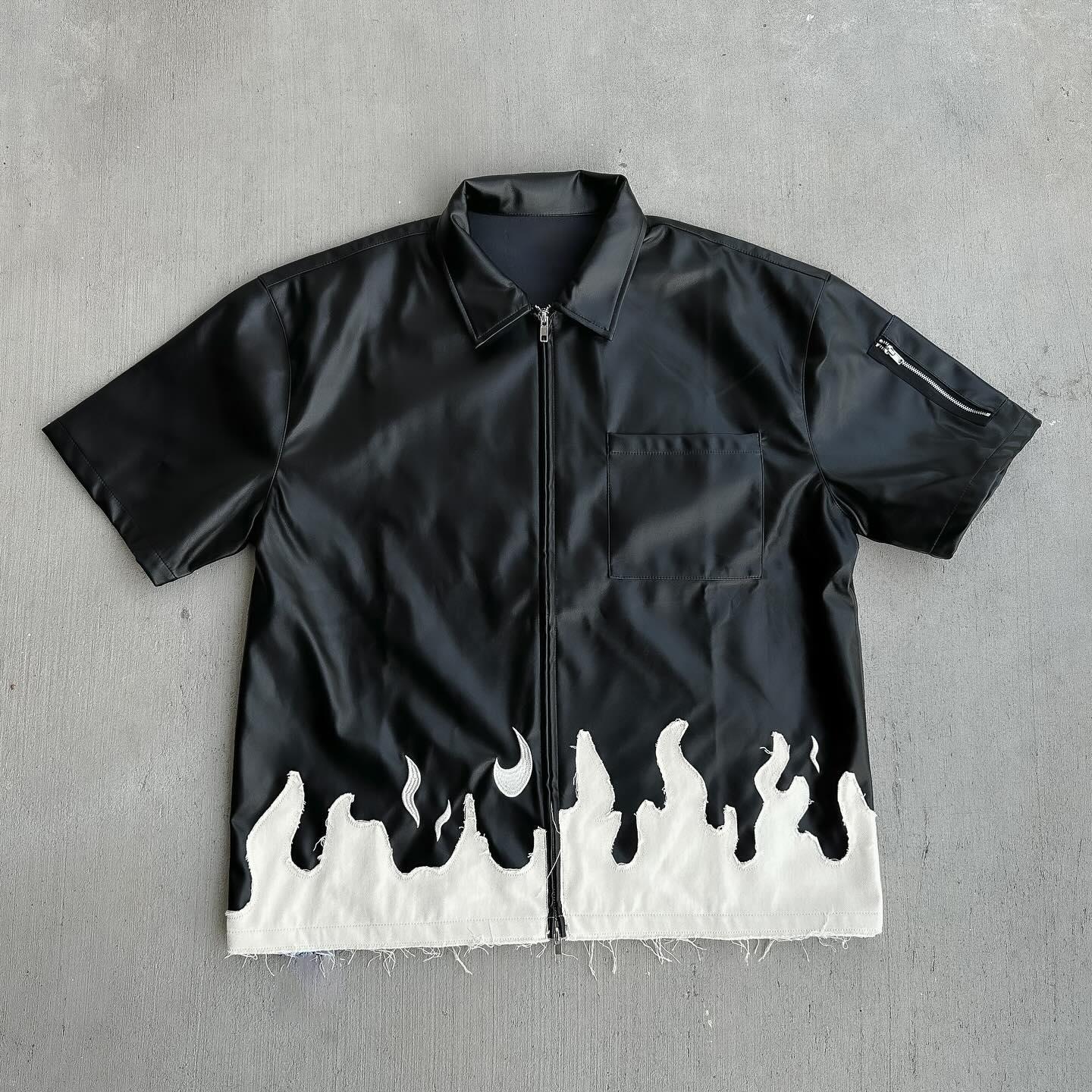 Men's Casual Taiji Flame Graphic Print Shirt Product Image