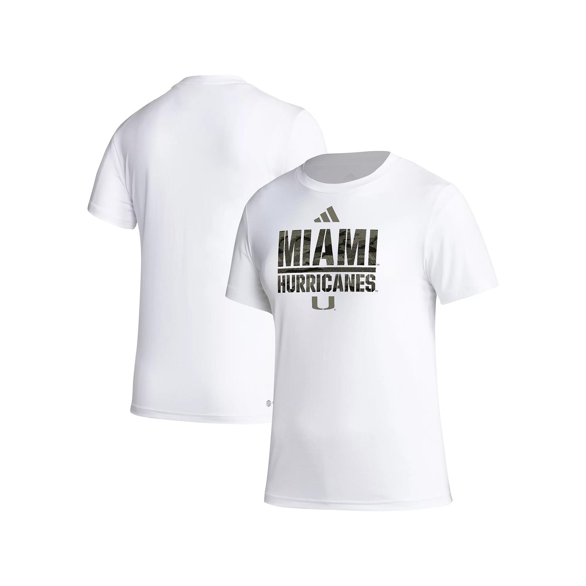 Women's adidas White Miami Hurricanes AEROREADY Military Appreciation Pregame T-Shirt, Size: Medium Product Image