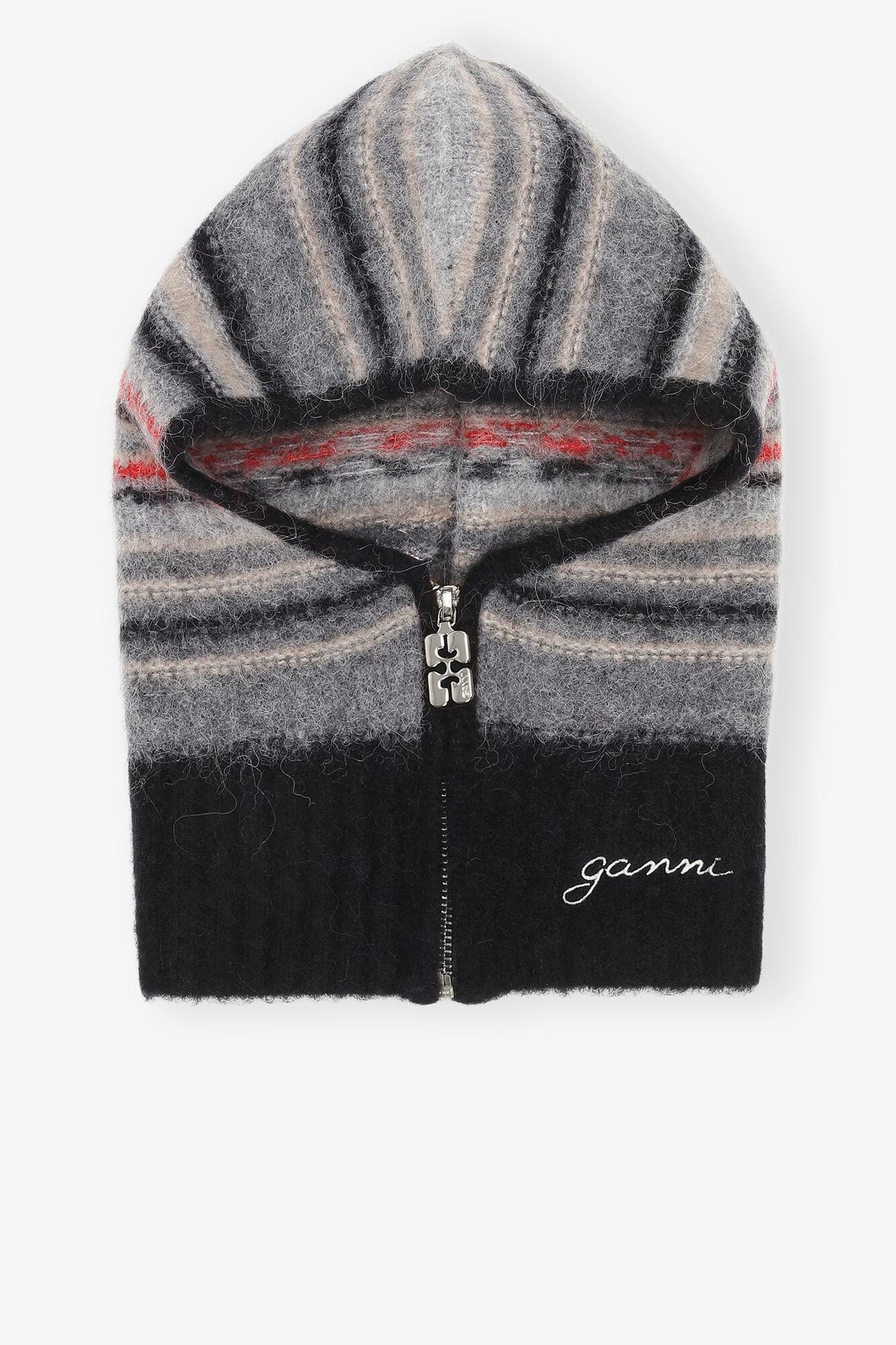 Grey Striped Soft Wool Balaclava Product Image