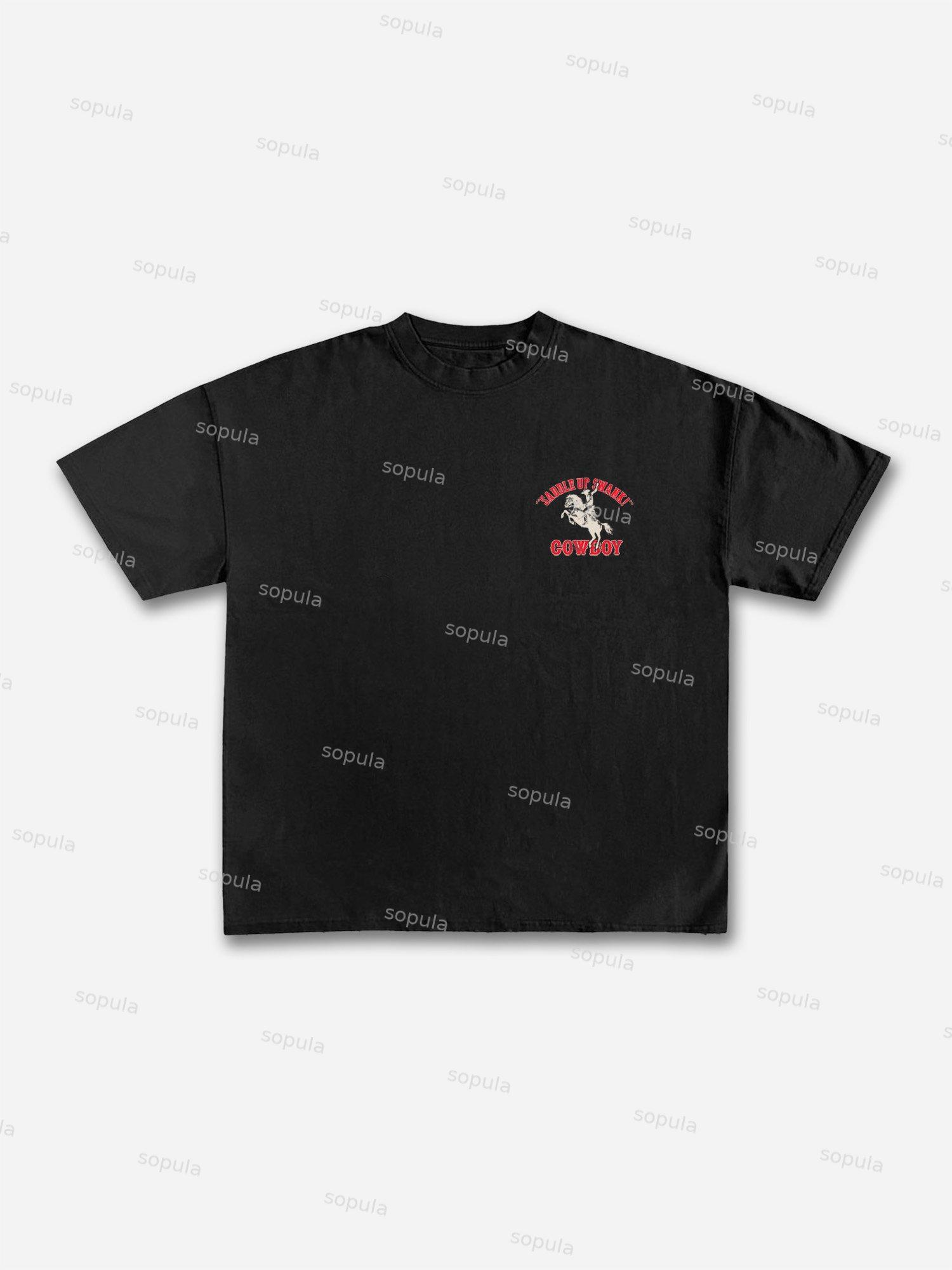Cowboy Old Vintage Graphic Cotton T-shirt Product Image
