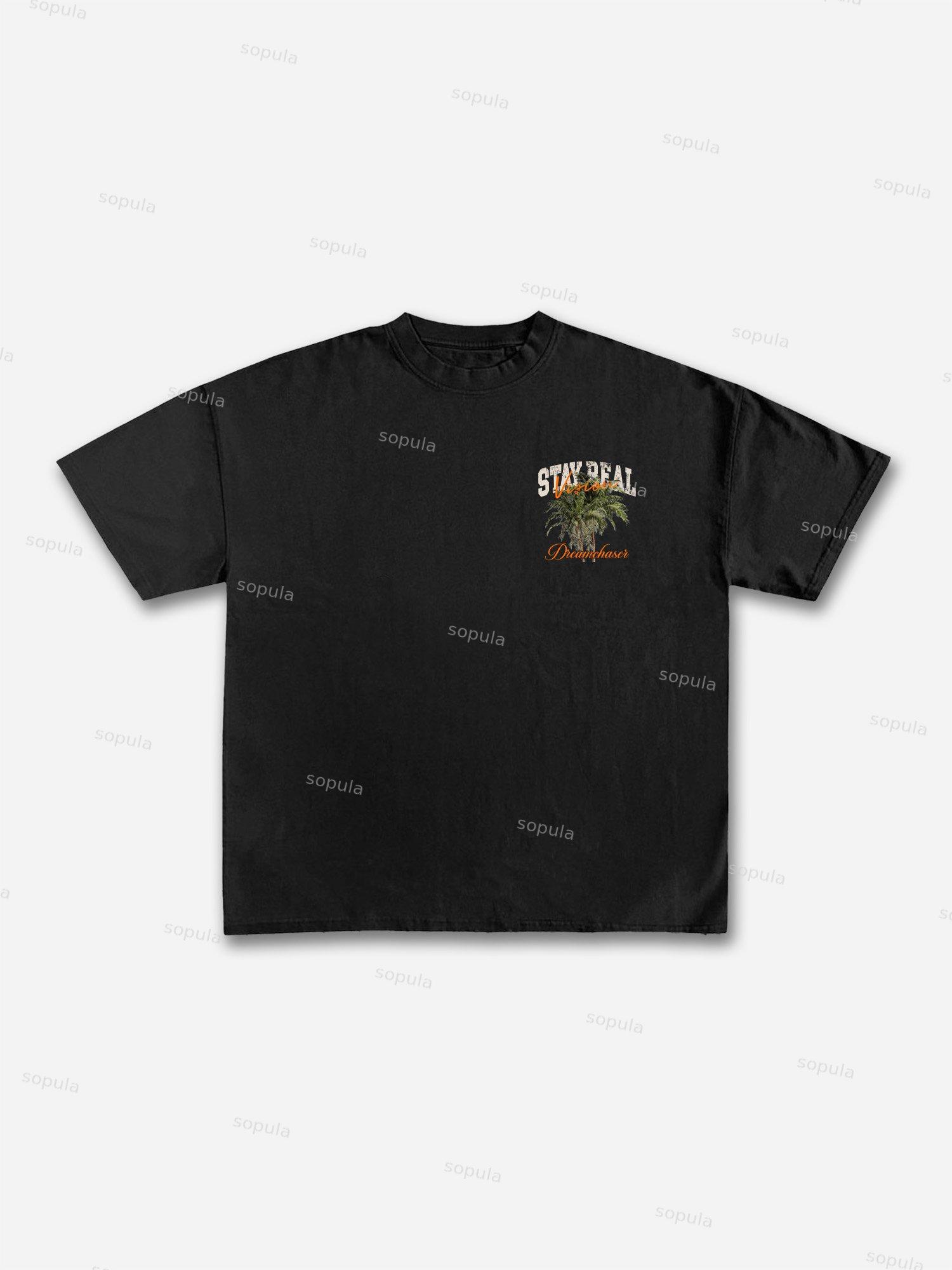 Stay Real Coconut Vacation Vintage Graphic Cotton T-shirt Product Image