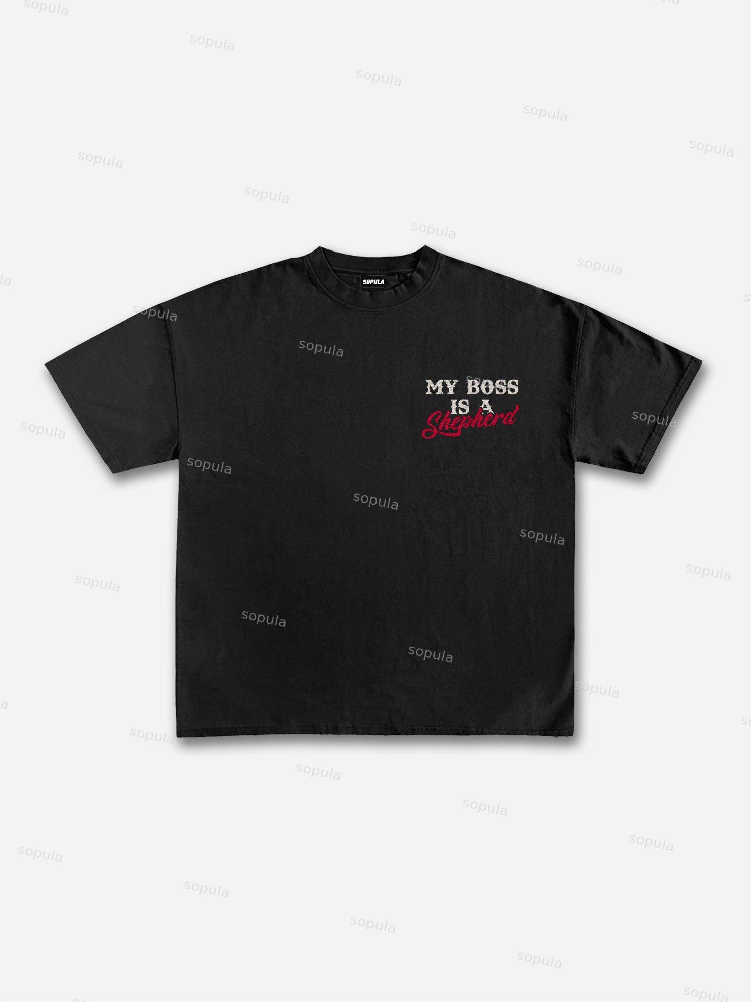God Is Dope My Boss Is A Shepherd Gangsters Guns Vintage Graphic Cotton T-shirt Product Image