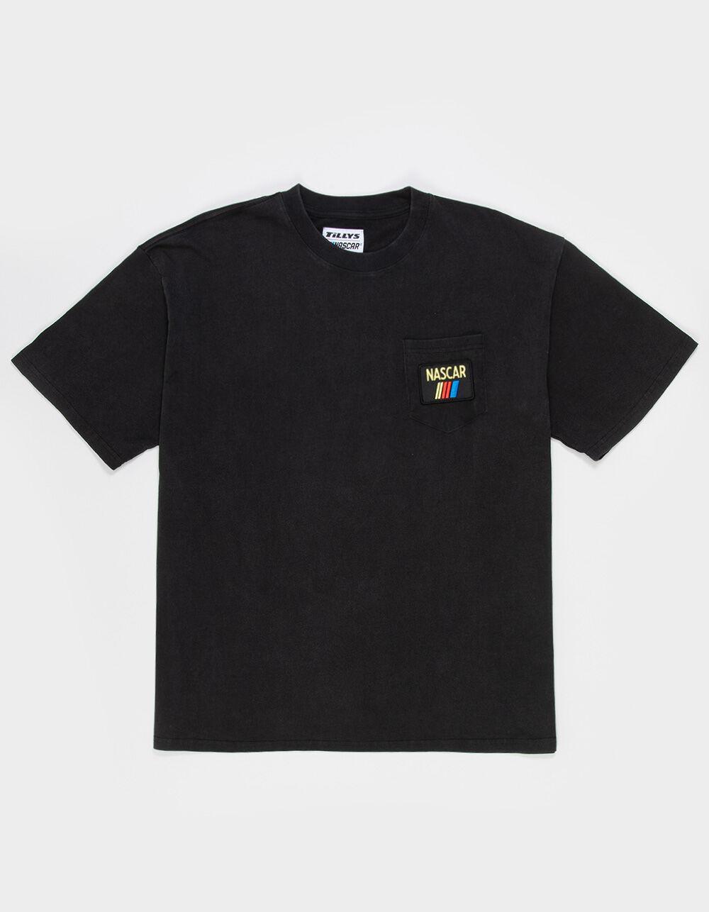 TILLYS x NASCAR Logo Embroidered Mens Boxy Pocket Tee - BLACK Product Image