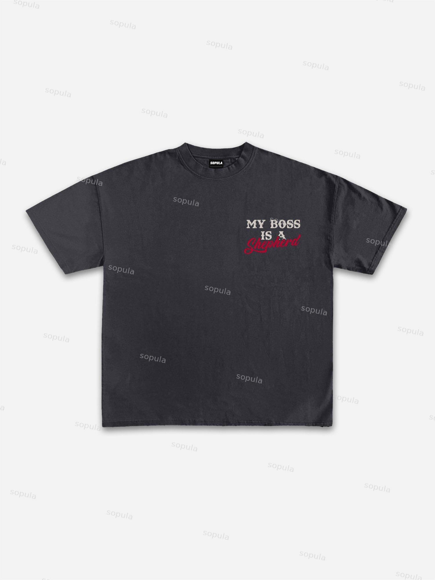 God Is Dope My Boss Is A Shepherd Gangsters Guns Vintage Graphic Cotton T-shirt Product Image