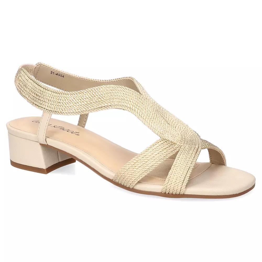 Easy Street Festival Block Heel Women's Woven Sandals, Size: 6 XW, White Woven Product Image