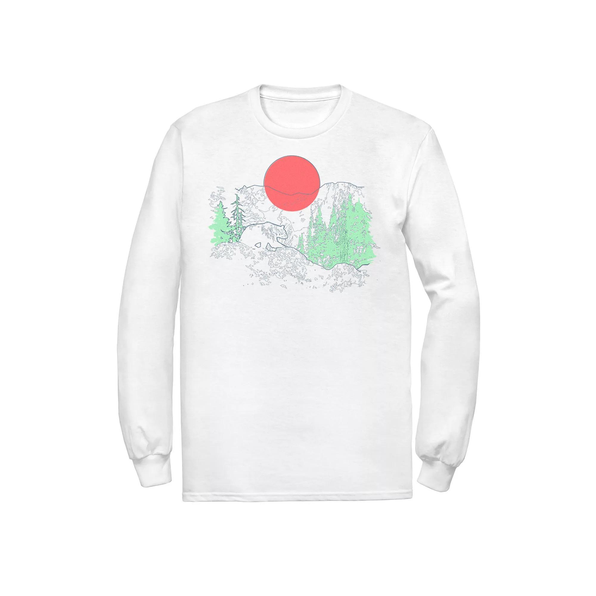 Mens Cali Bear Mountains With Neon Trees Line Sketch Tee Product Image