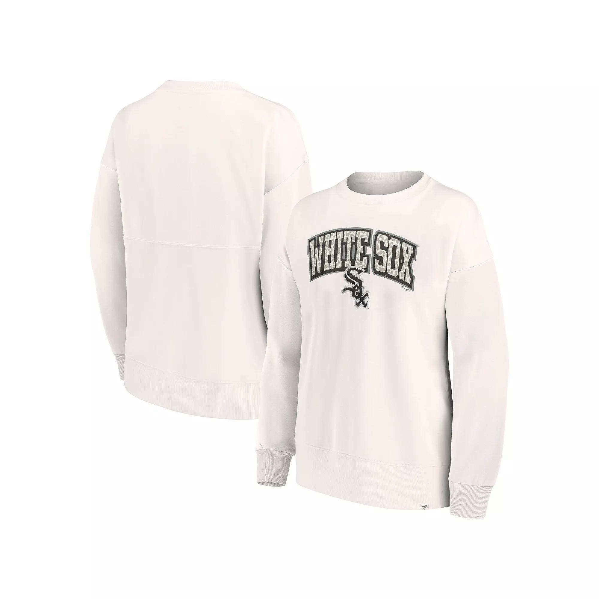 Women's Fanatics Branded Cream Chicago White Sox Leopard Pullover Sweatshirt, Size: XS, Beige Product Image