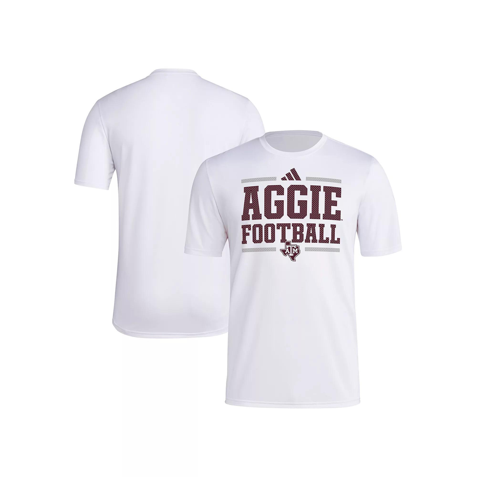Men's adidas White Texas A&M Aggies Locker Football Pre-Game AEROREADY T-Shirt, Size: Large Product Image