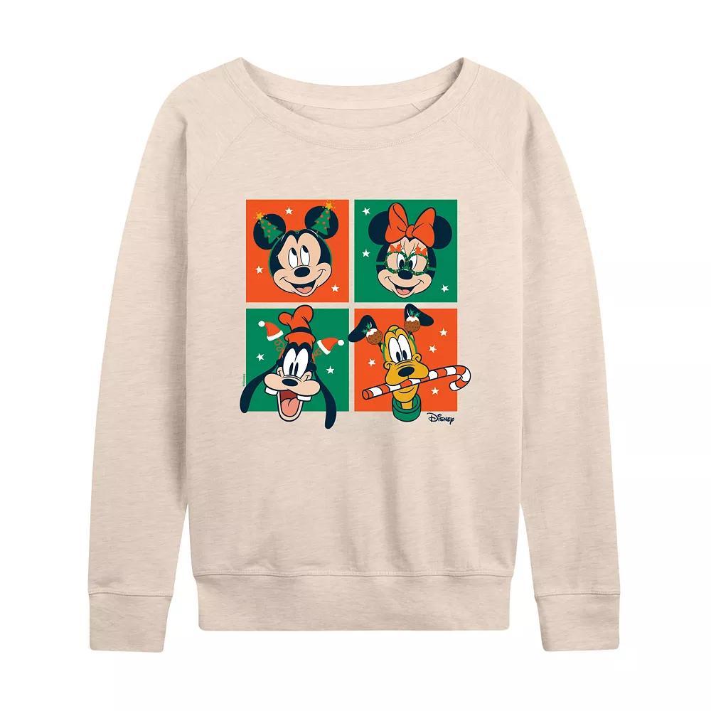 Disney's Mickey Mouse & Friends Women's Grid French Terry Long Sleeve Tee, Size: XL, Beige Product Image