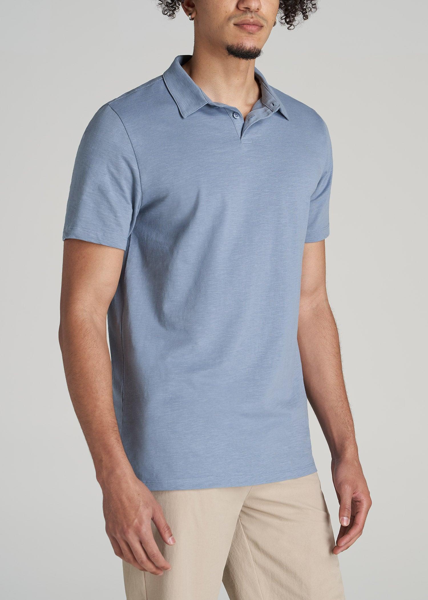 Slub Self Collar Tall Polo Shirt in Navy Product Image