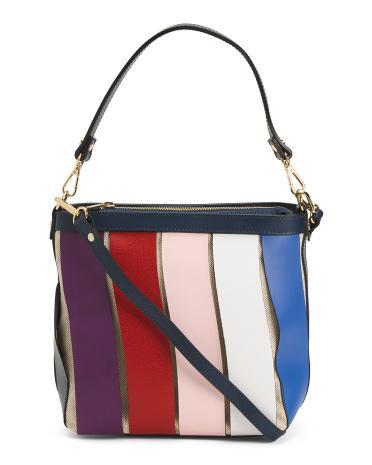 Leather Woven Color Block Panels Hobo for Women | Leather/Metal Product Image