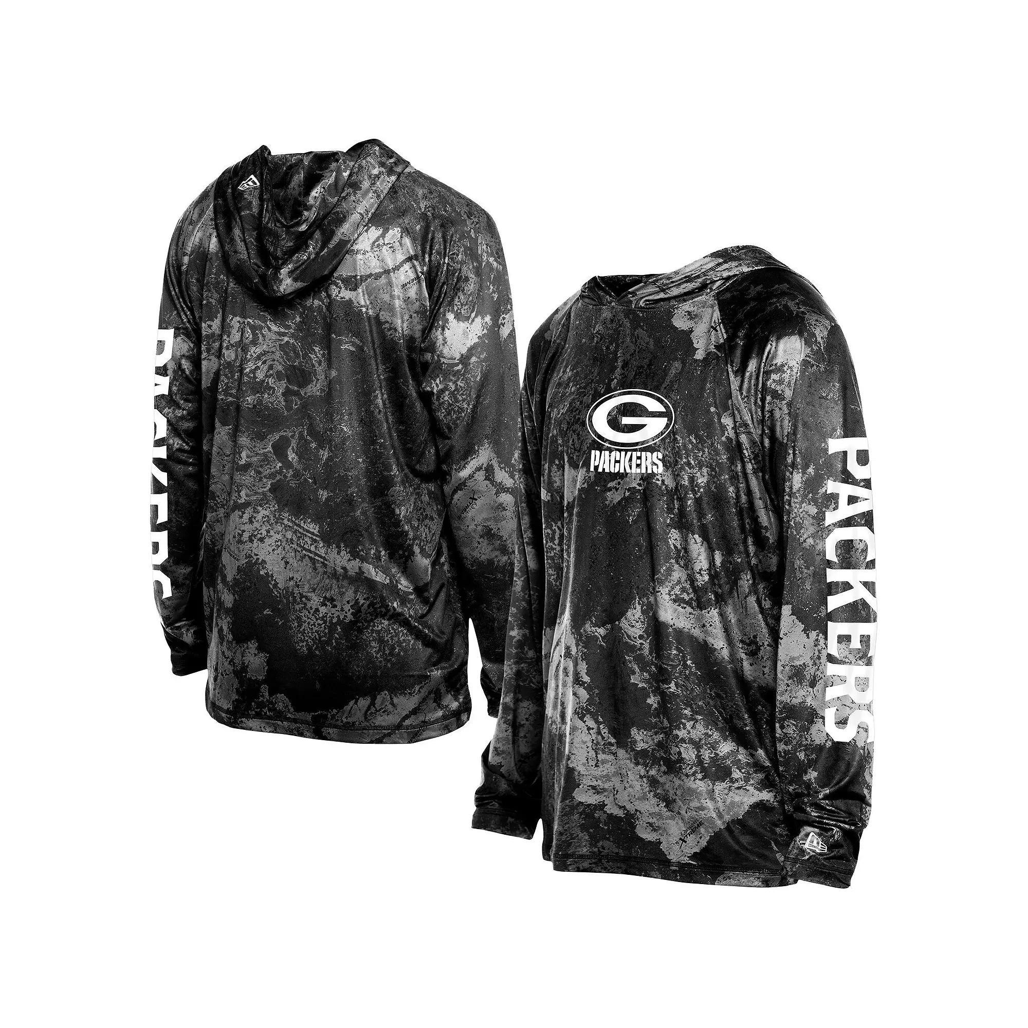 Men's New Era  Black Green Bay Packers RealTree Xtreme Camo Raglan Long Sleeve Hooded Top, Size: Large Product Image