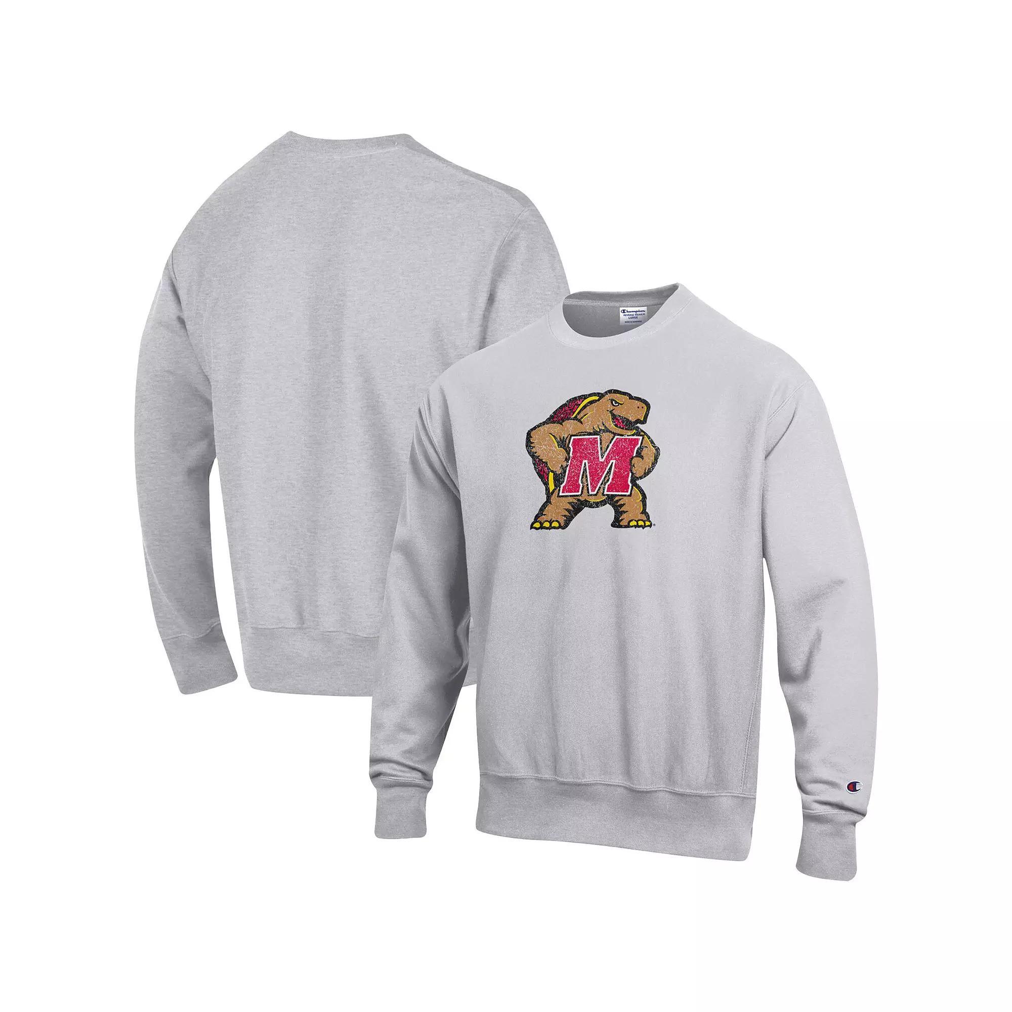 Mens Champion Heathered Gray Maryland Terrapins Vault Logo Reverse Weave Pullover Sweatshirt Product Image