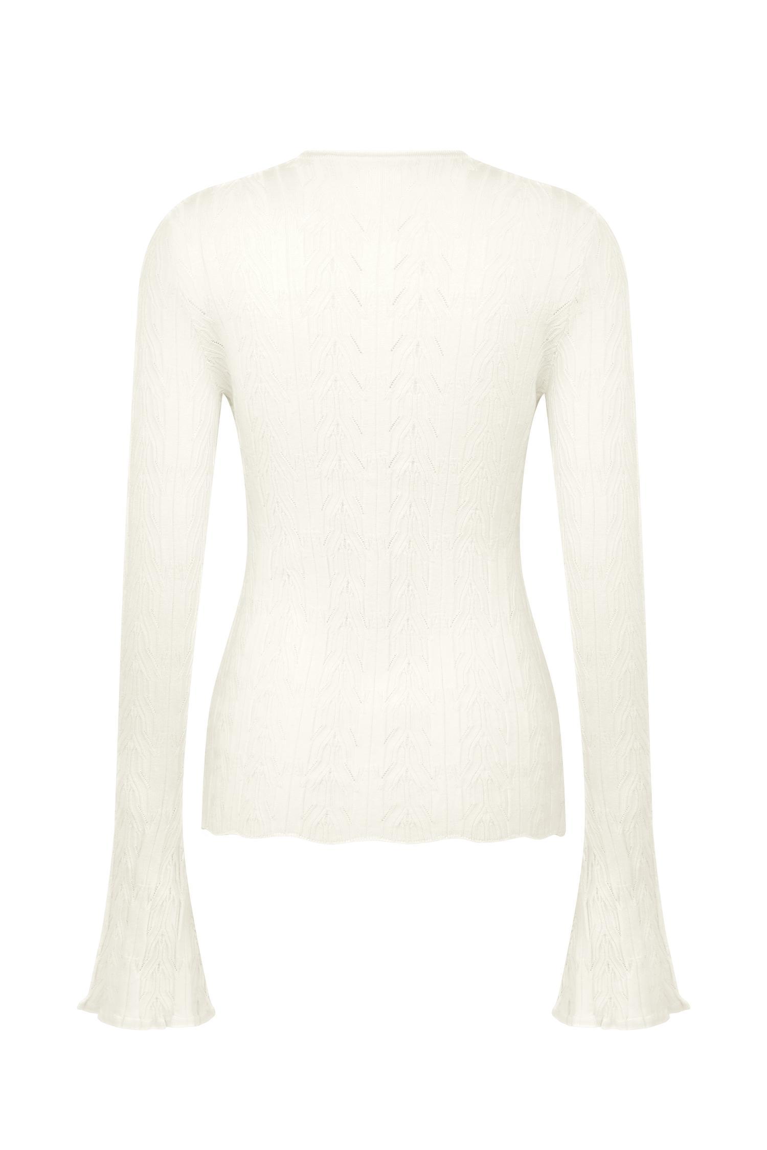 Amy Pointelle Bell Sleeve Cardigan - Ivory Product Image