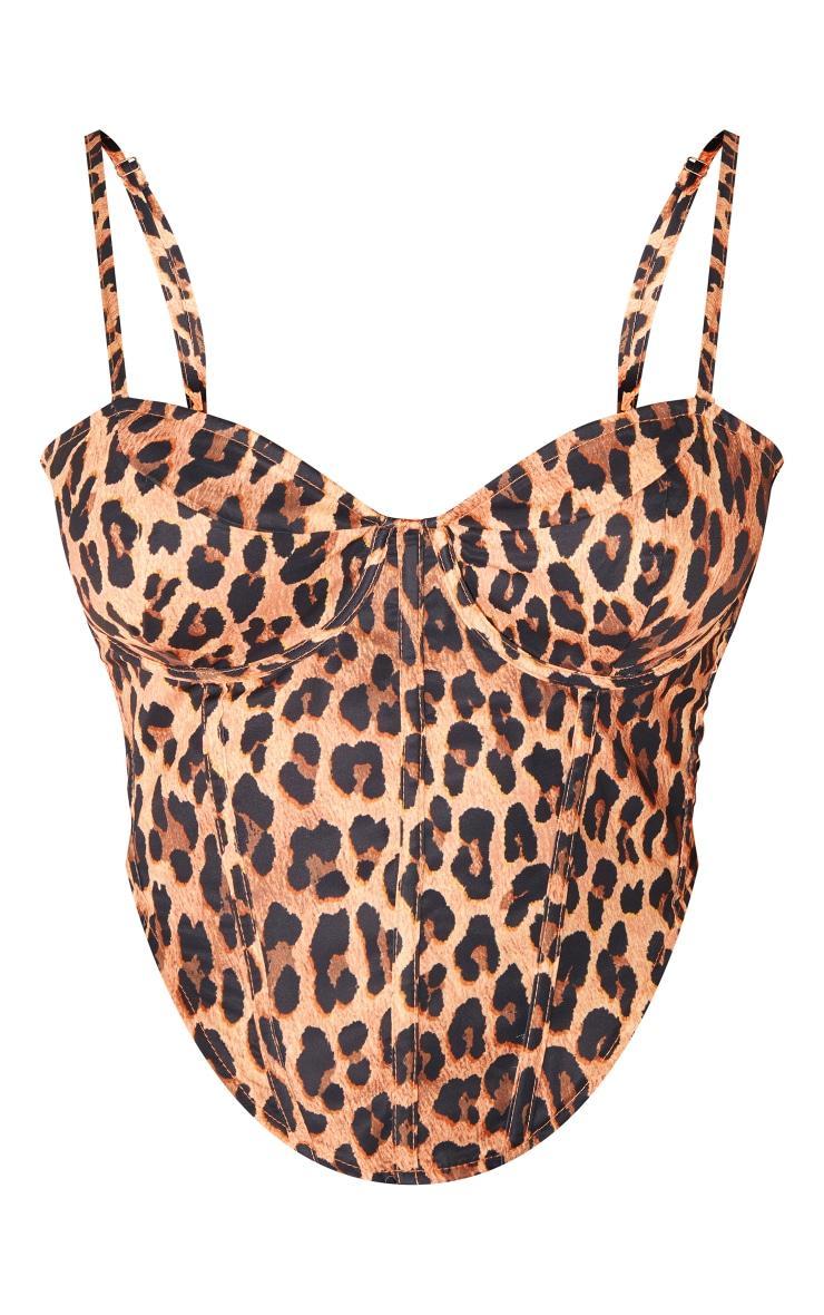 Shape Brown Leopard Corset Detail Top Product Image