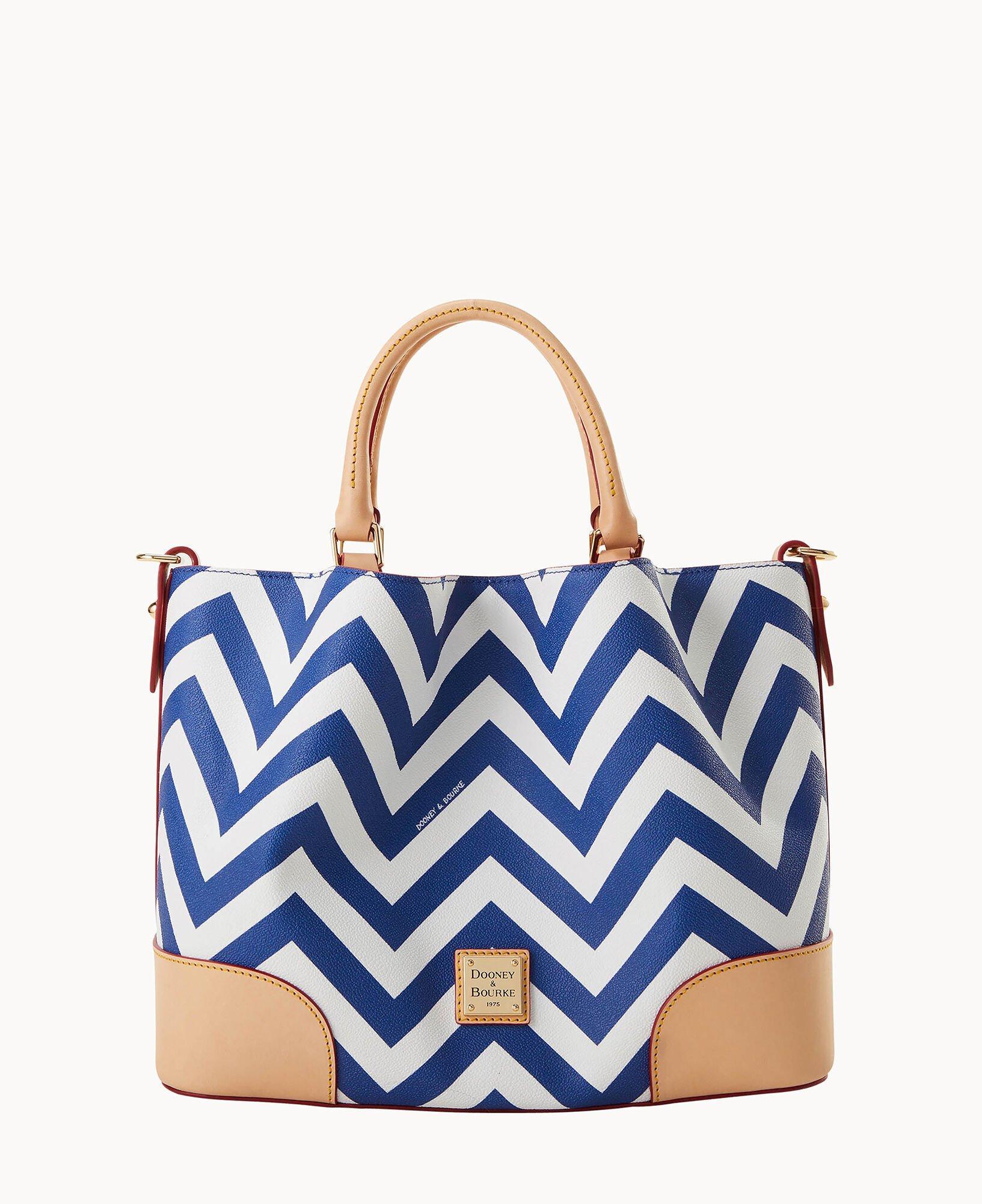 Dooney & Bourke Womens Chevron Coated Cotton Brenna Bag in Navy Product Image