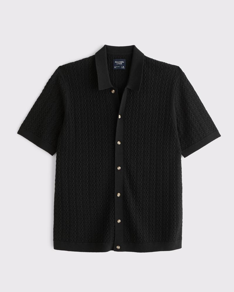 Cable Button-Through Sweater Polo Product Image
