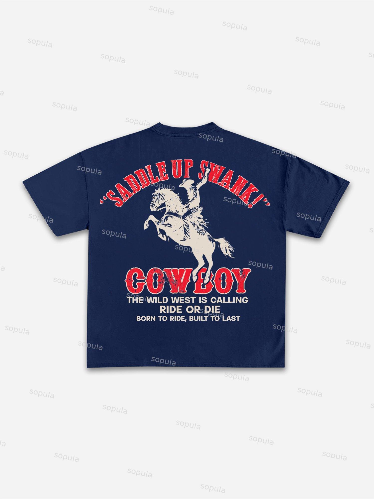 Cowboy Old Vintage Graphic Cotton T-shirt Product Image