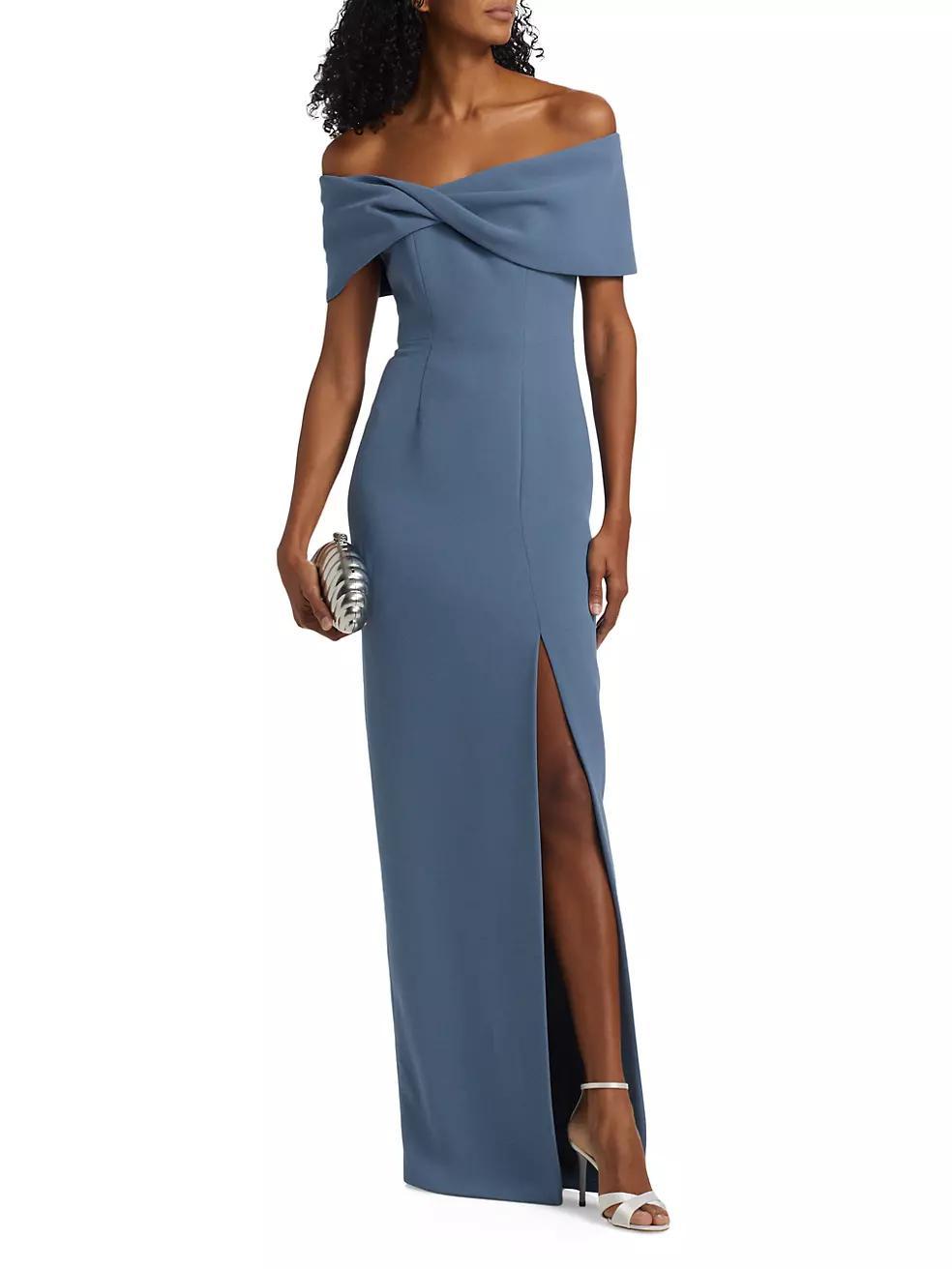 Womens Crpe Twist Off-the-Shoulder Gown Product Image