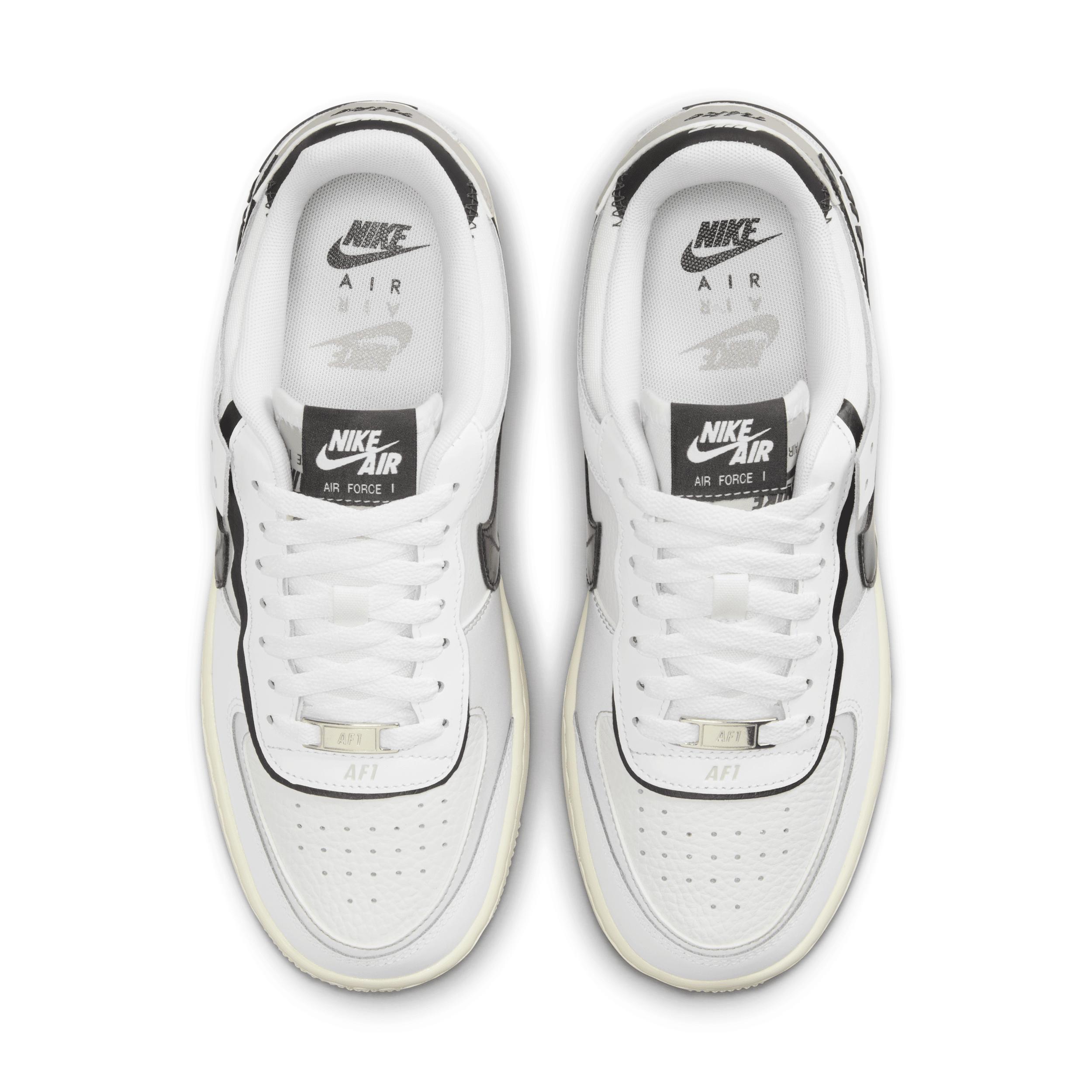 Nike Womens Air Force 1 Shadow Casual Shoes in White/Off Noir/Collegiate Grey Product Image