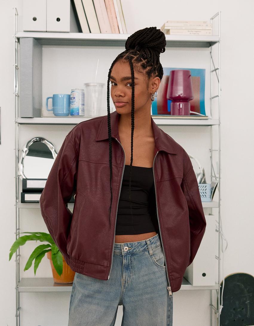 Faux leather oversize jacket Product Image