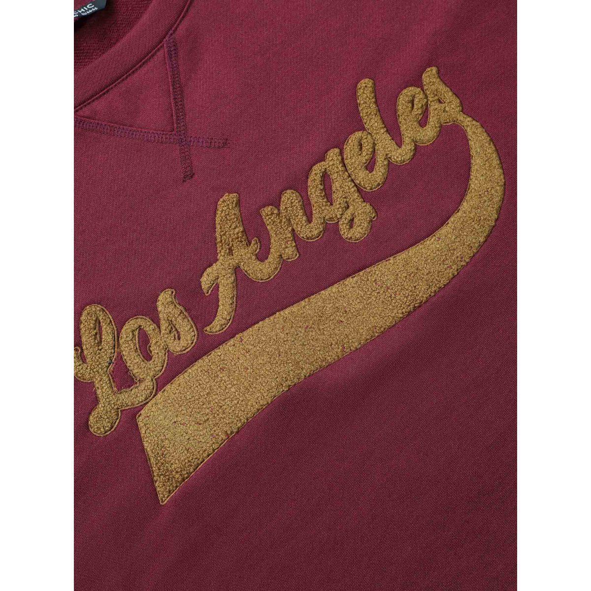 Plus Size Letter Graphic Towel Embroidered Sweatshirt Women RedViolet Casual Contrast Dailywear Sweatshirts BloomChic 10/M Product Image
