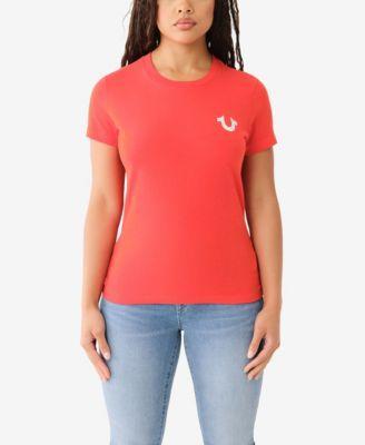 True Religion Womens Short Sleeve Crystal Horseshoe Crew Tee Product Image